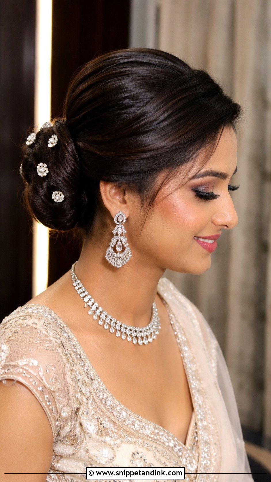 Indian Bridal Reception Bun - Snippet and Ink - 20 Indian Bridal Hair Bun Style Ideas