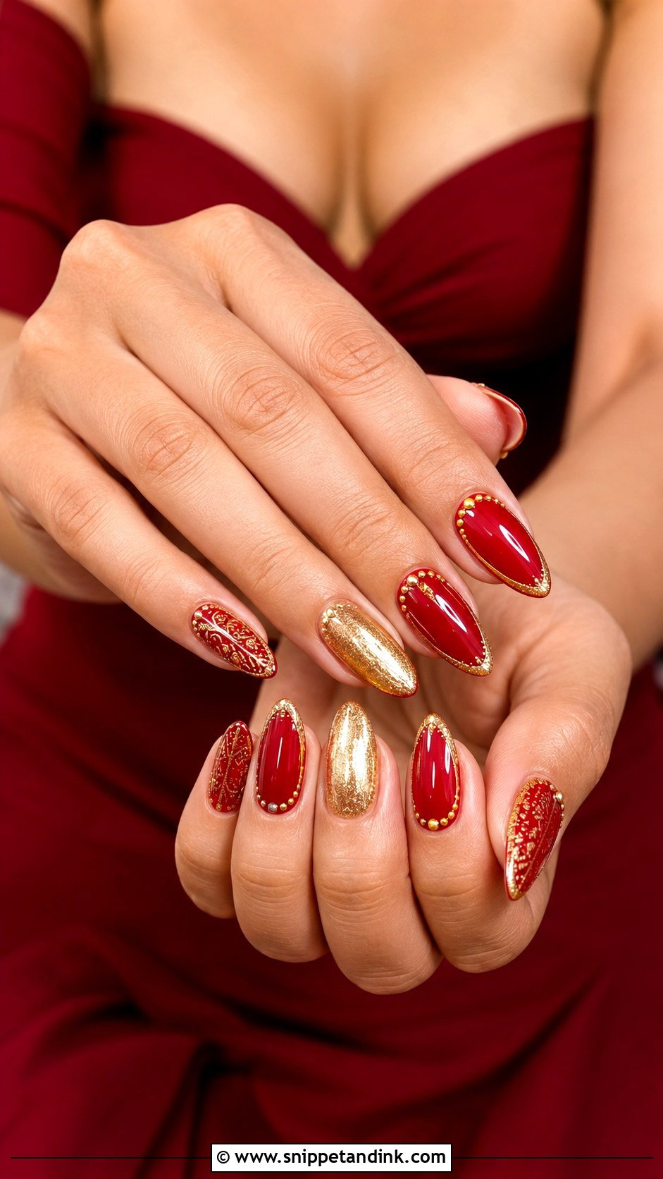 Indian Bridal Red And Gold Nails - Snippet and Ink - 30 Indian Bridal Nails