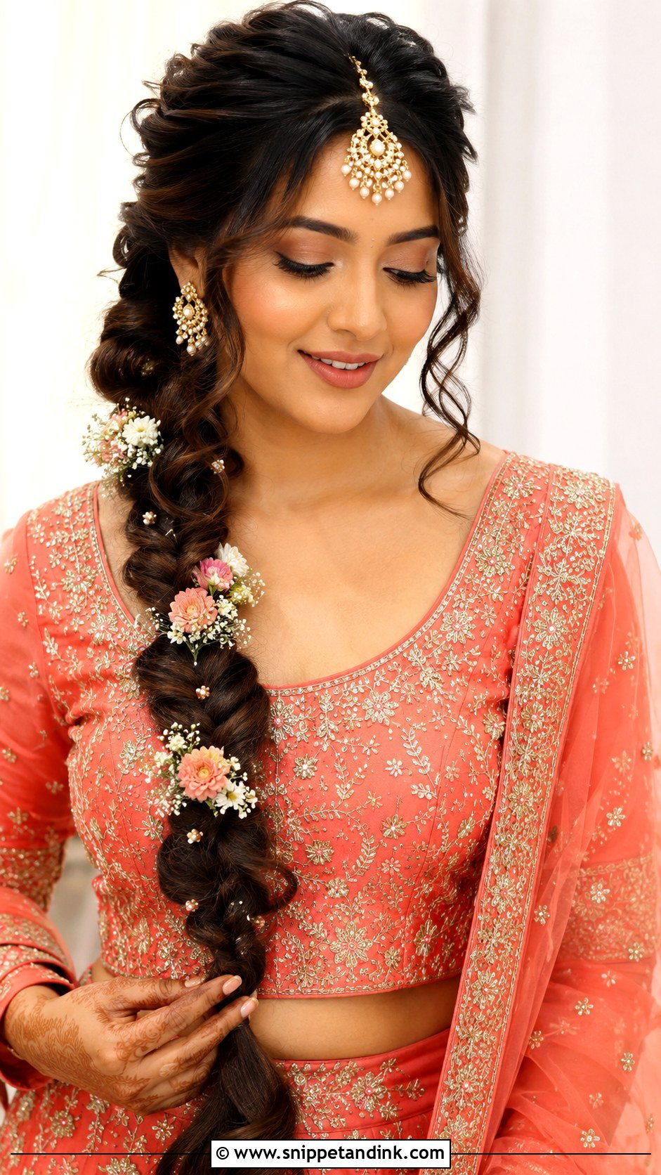 Indian Bridal Side Braid - Snippet and Ink - 15 Indian Bride Hairstyle Ideas