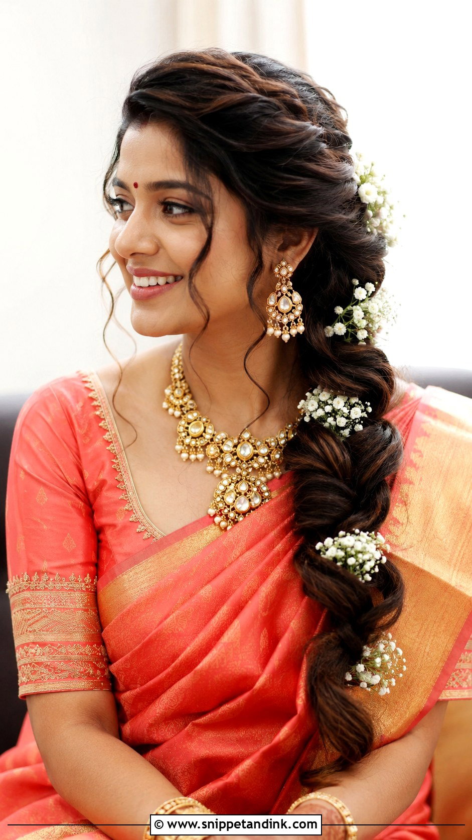 Indian Bridal Side Braid - Snippet and Ink - 15 Indian Hairstyle for Marriage Ideas