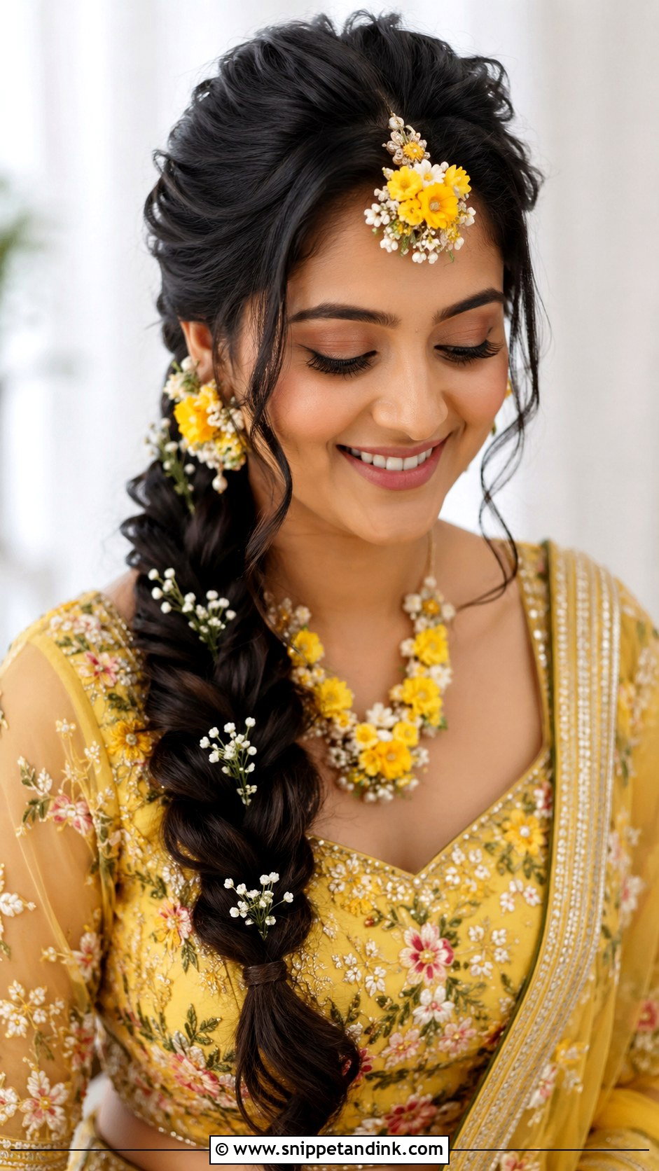 Indian Bridal Side Braid - Snippet and Ink - 15 Indian Wedding Bride Hairstyle Ideas