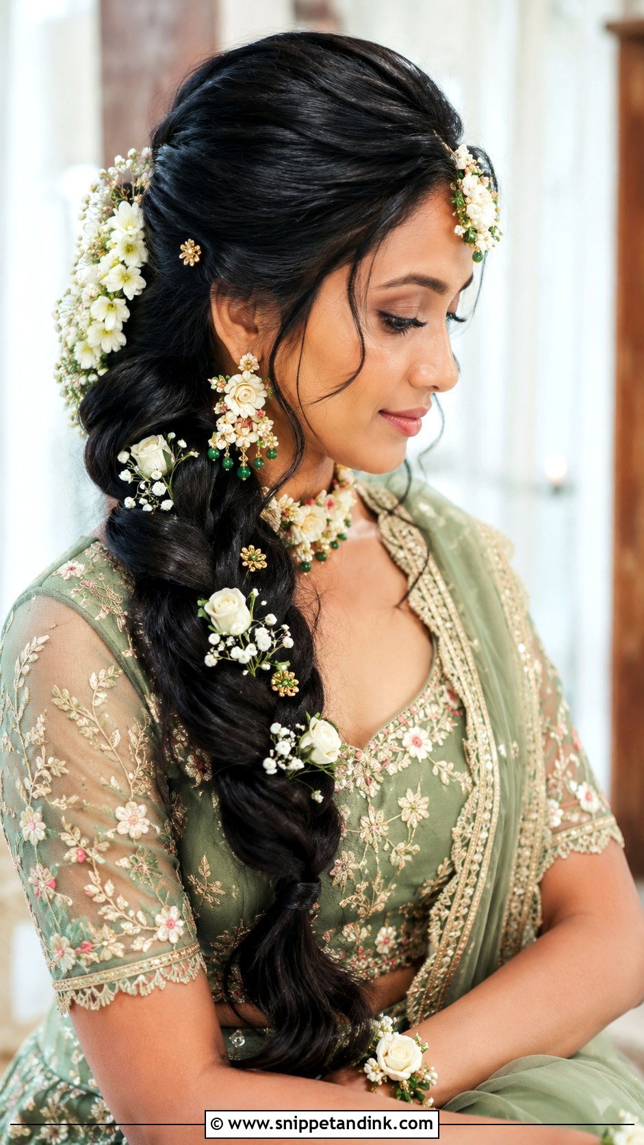 Indian Bridal Side Braid - Snippet and Ink - 15 Indian Wedding Bridal Hair Ideas