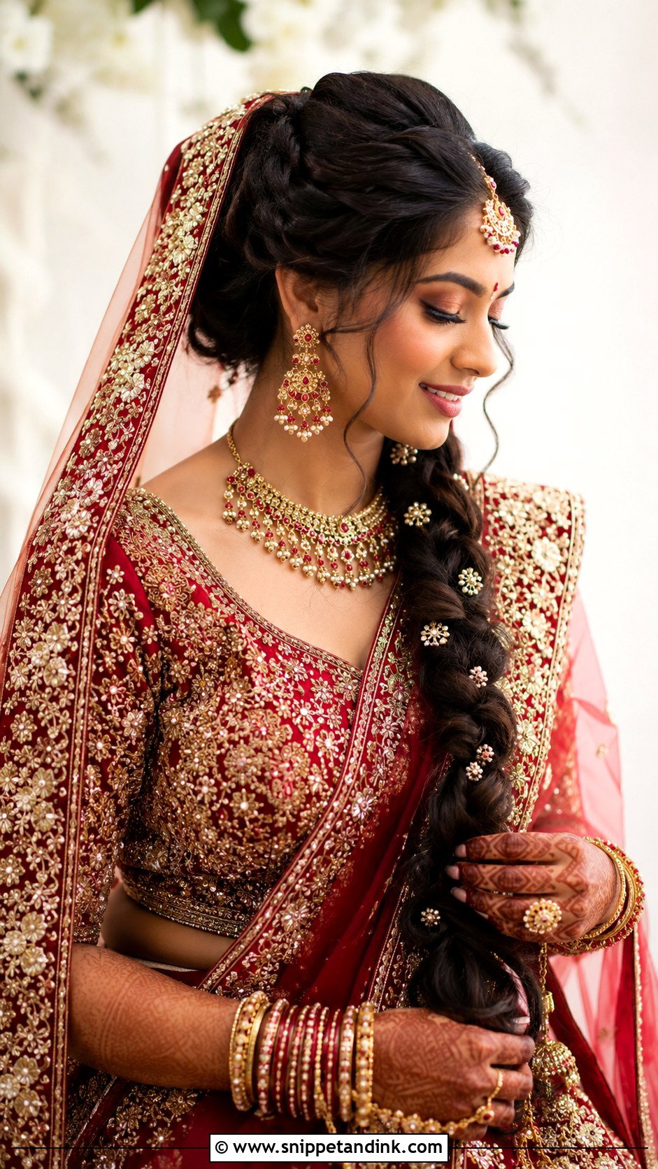Indian Bridal Side Braid - Snippet and Ink - 20 Indian Bride Braid Hairstyle Ideas