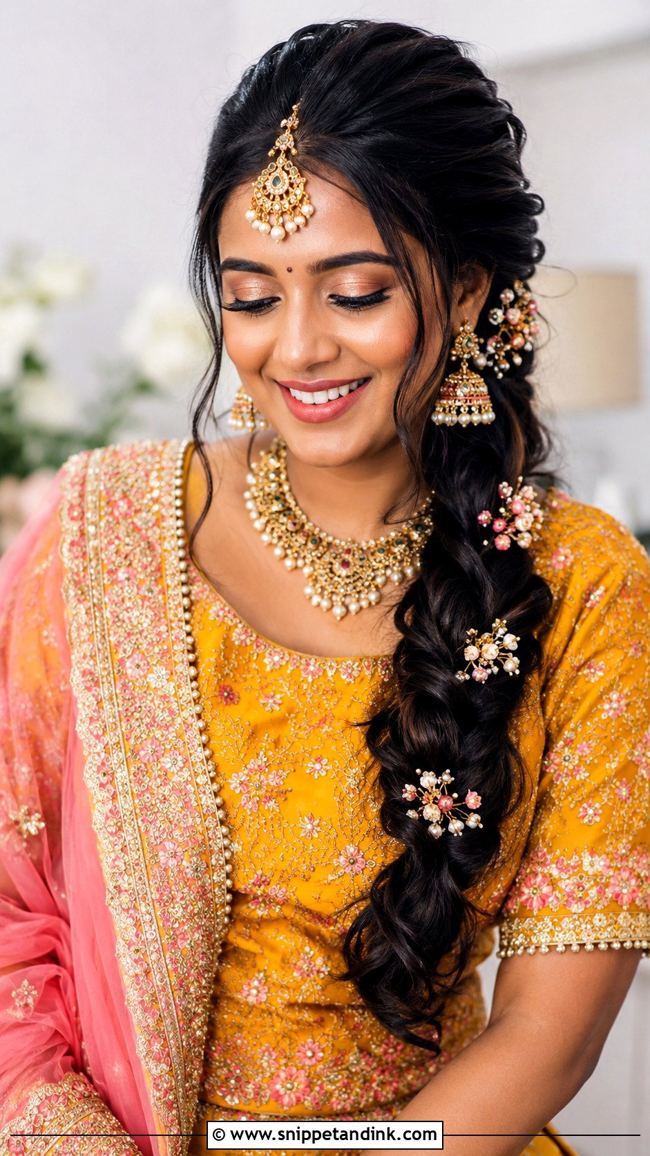 Indian Bridal Side Braid For Long Hair - Snippet and Ink - 15 Indian Bridal Hairstyles for Long Hair