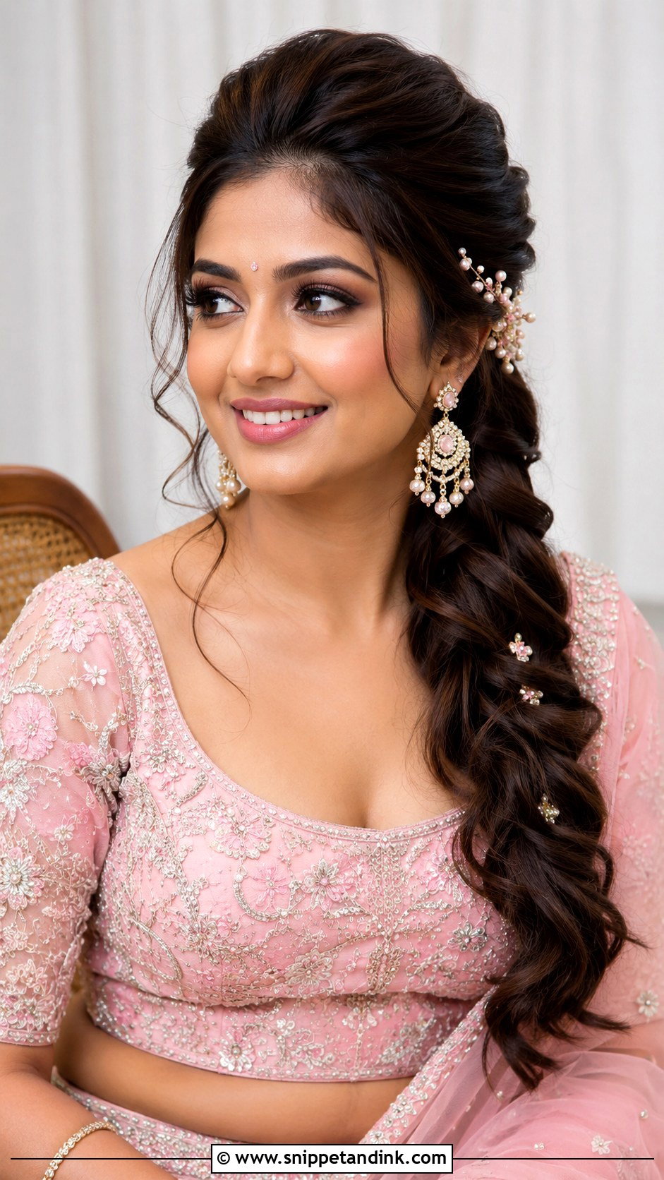 Indian Bridal Side Braid For Round Face - Snippet and Ink - 15 Indian Bridal Hairstyles for Round Face