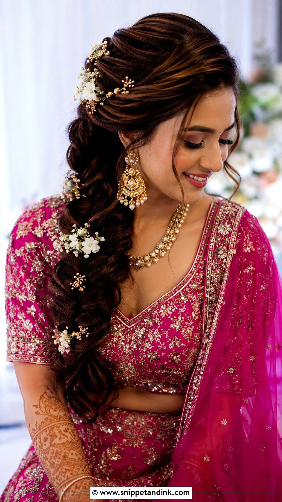 Indian Bridal Side Braid - Snippet and Ink - 15 Indian Bridal Hair Styles
