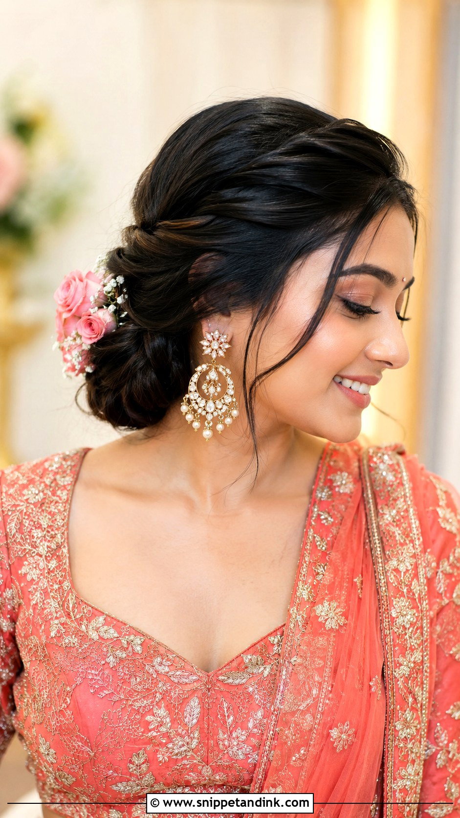 Indian Bridal Side Bun - Snippet and Ink - 15 Indian Bride Bun Hairstyle Ideas
