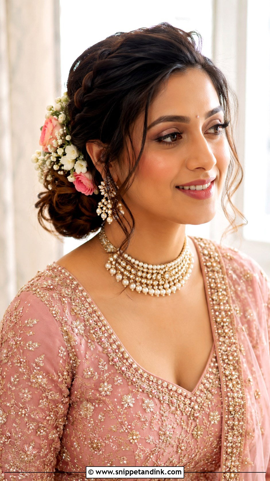 Indian Bridal Side Bun With Flowers - Snippet and Ink - 15 Indian Bridal Hair Buns with Flowers