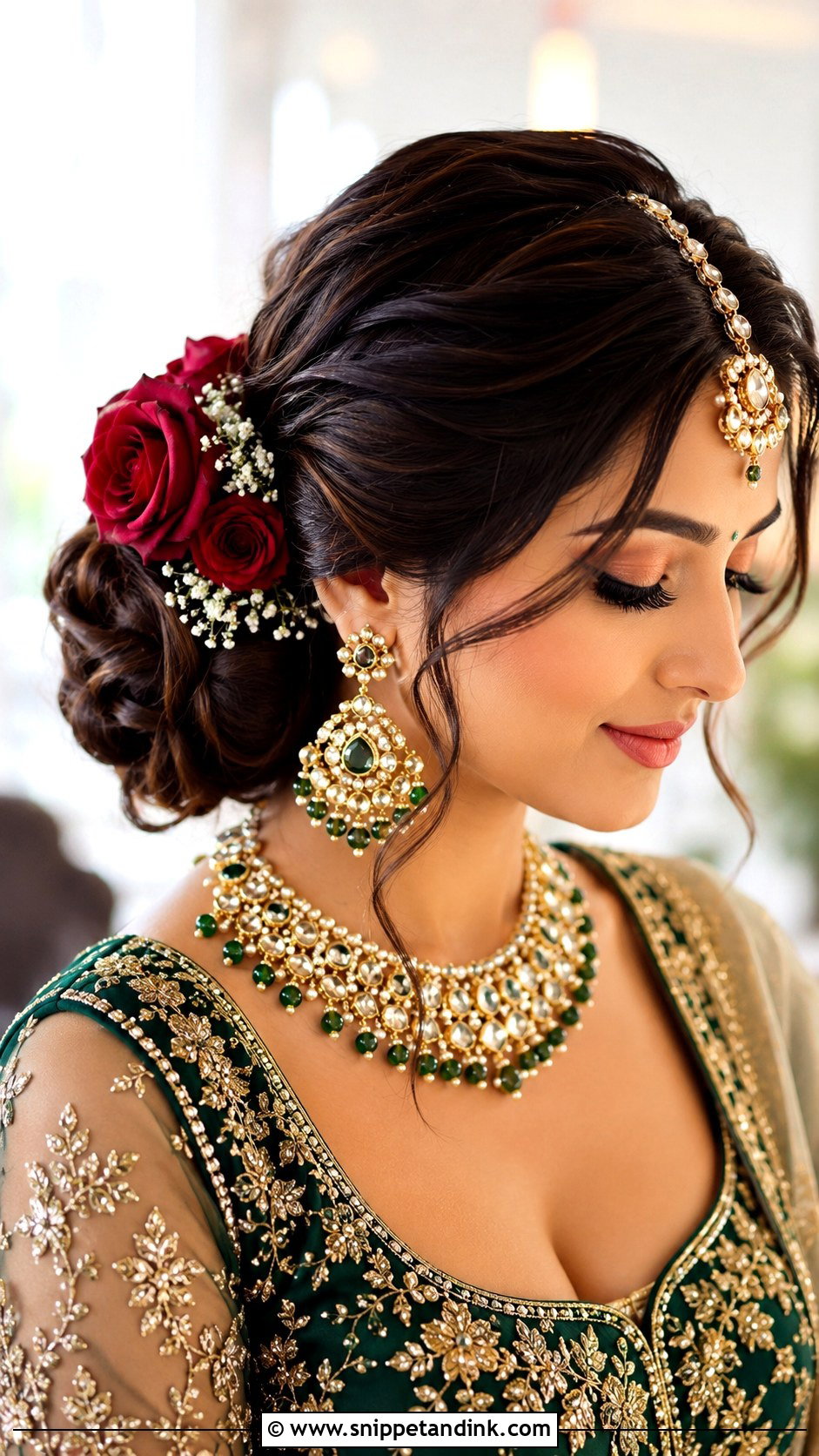 Indian Bridal Side Bun - Snippet and Ink - 15 Indian Bridal Hairdo Ideas