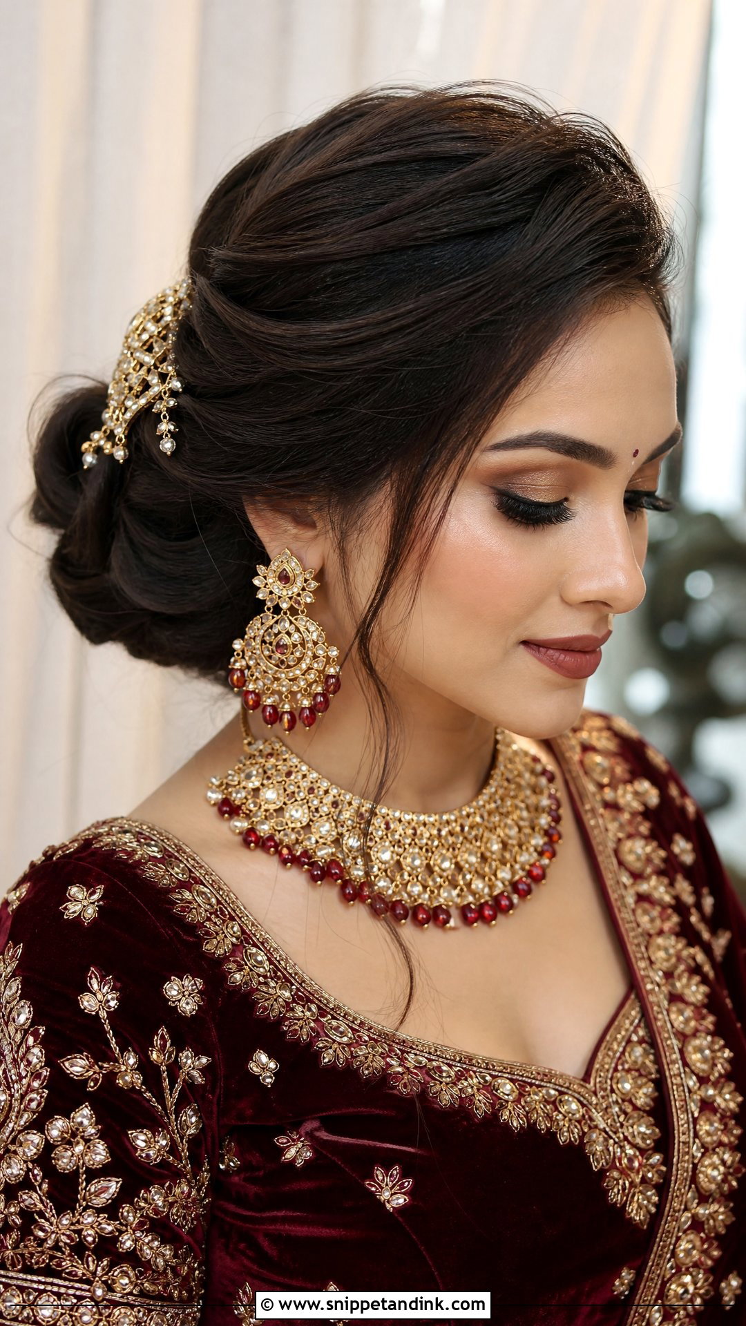 Indian Bridal Side Part Bun - Snippet and Ink - 15 Bride Front Hairstyles Indian Wedding