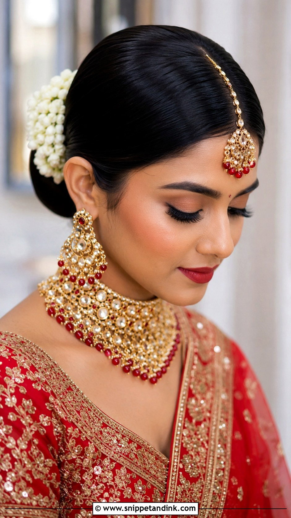 Indian Bridal Sleek Bun - Snippet and Ink - 15 Indian Bride Hairstyle Ideas