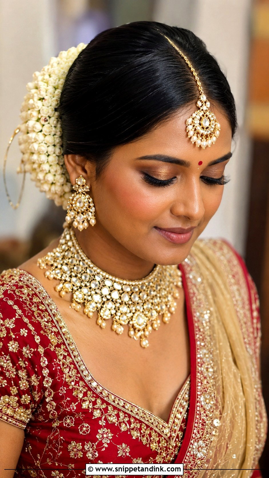 Indian Bridal Sleek Bun - Snippet and Ink - 15 Indian Bride Wedding Hairstyles