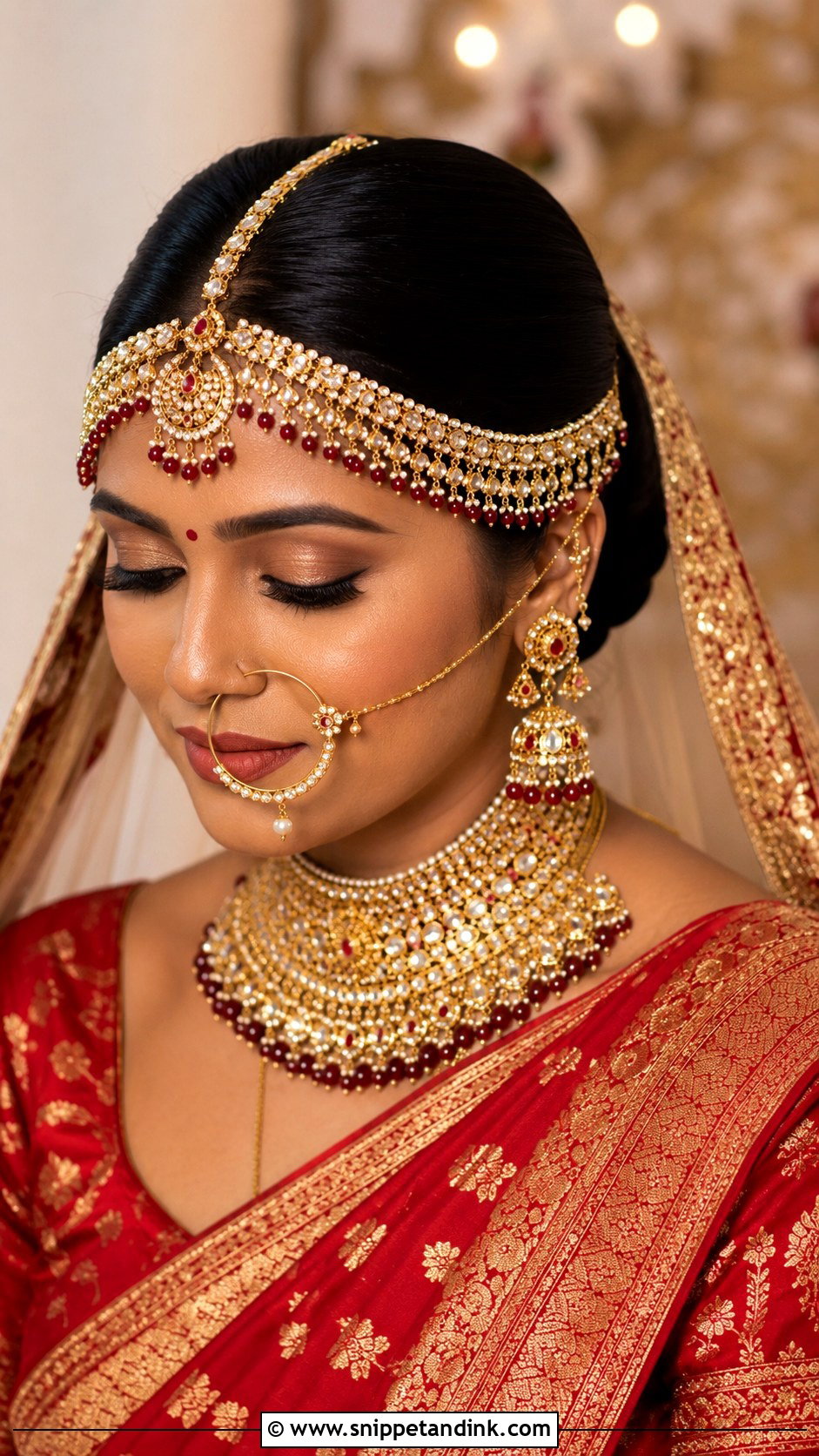 Indian Bridal Sleek Bun - Snippet and Ink - 15 Indian Marriage Hairstyles