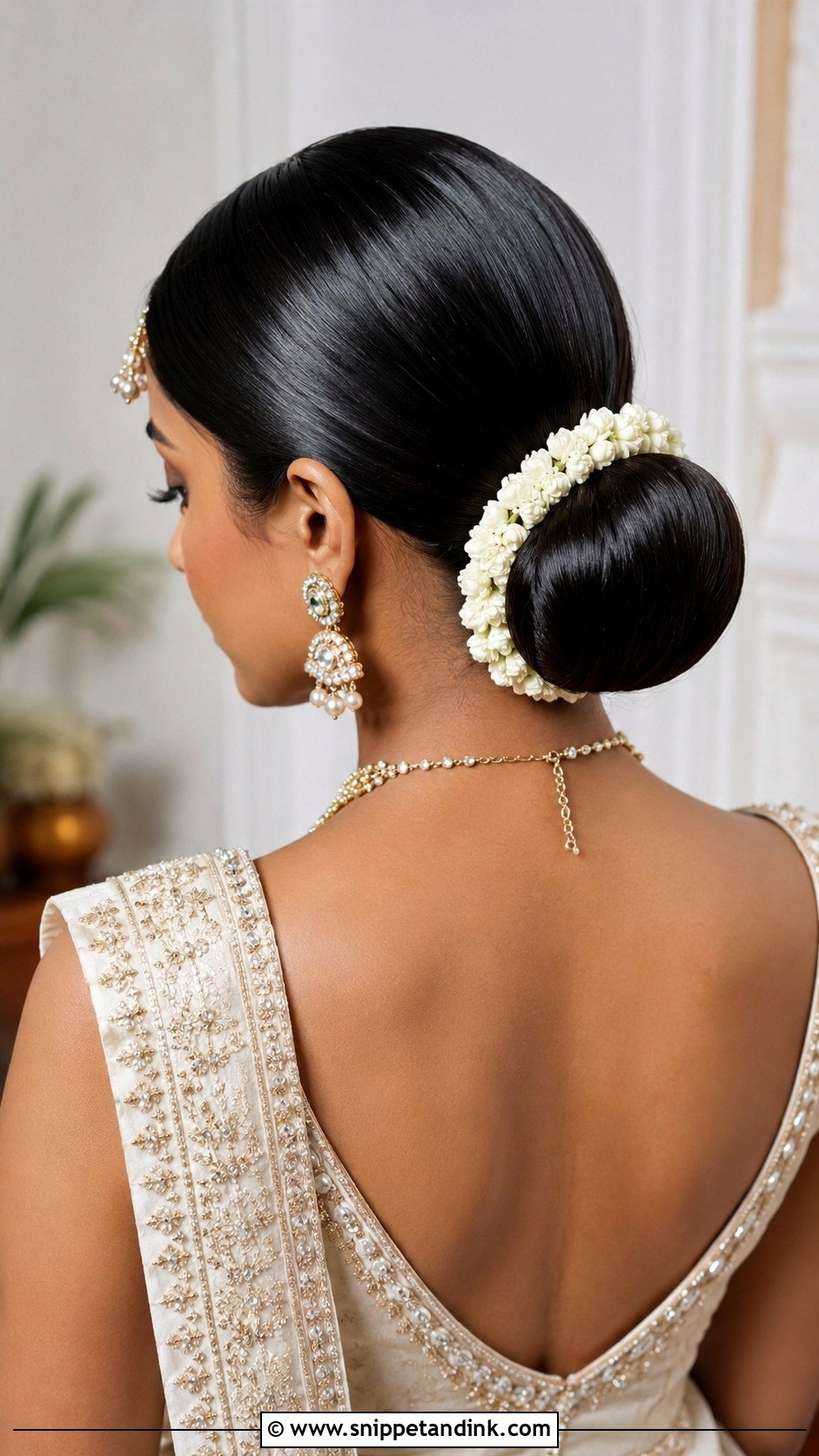 Indian Bridal Sleek Bun - Snippet and Ink - 15 Indian Wedding Bridal Hair Ideas