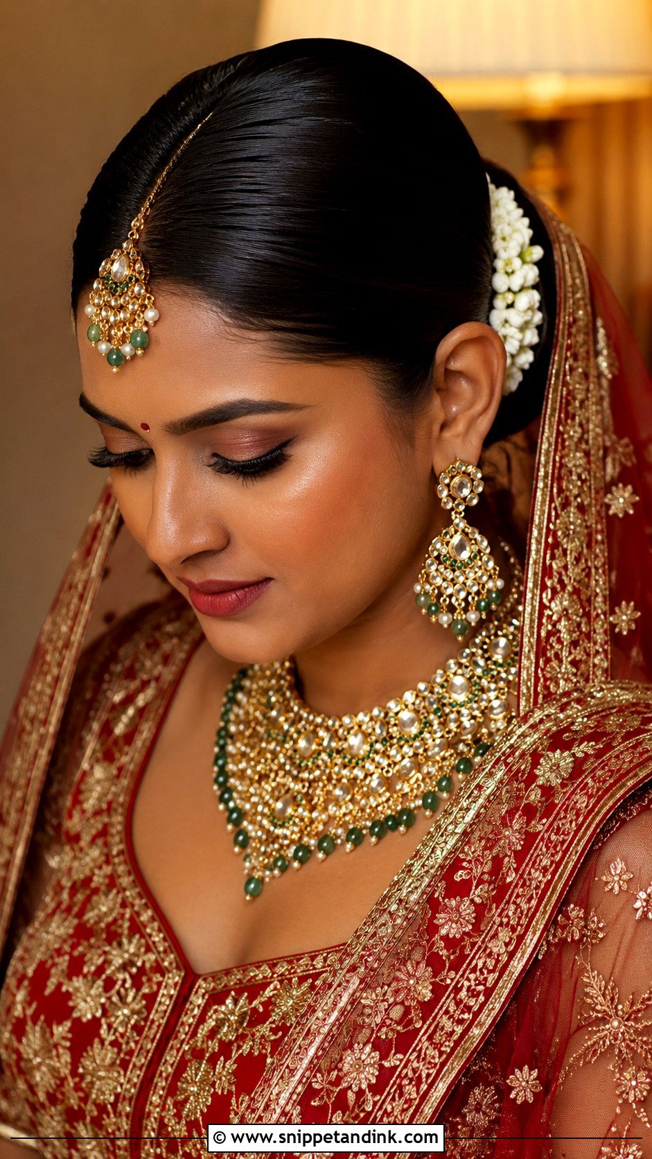 Indian Bridal Sleek Bun - Snippet and Ink - 15 Indian Wedding Bride Hairstyle Ideas