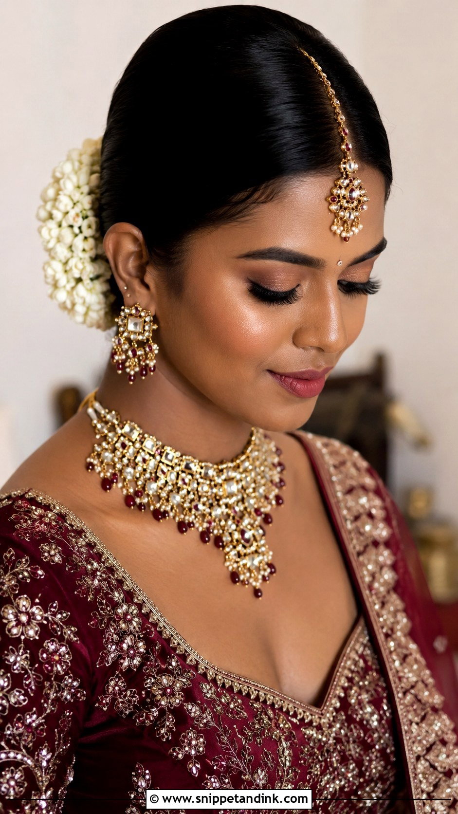 Indian Bridal Sleek Bun - Snippet and Ink - 20 Indian Marriage Hair Styles