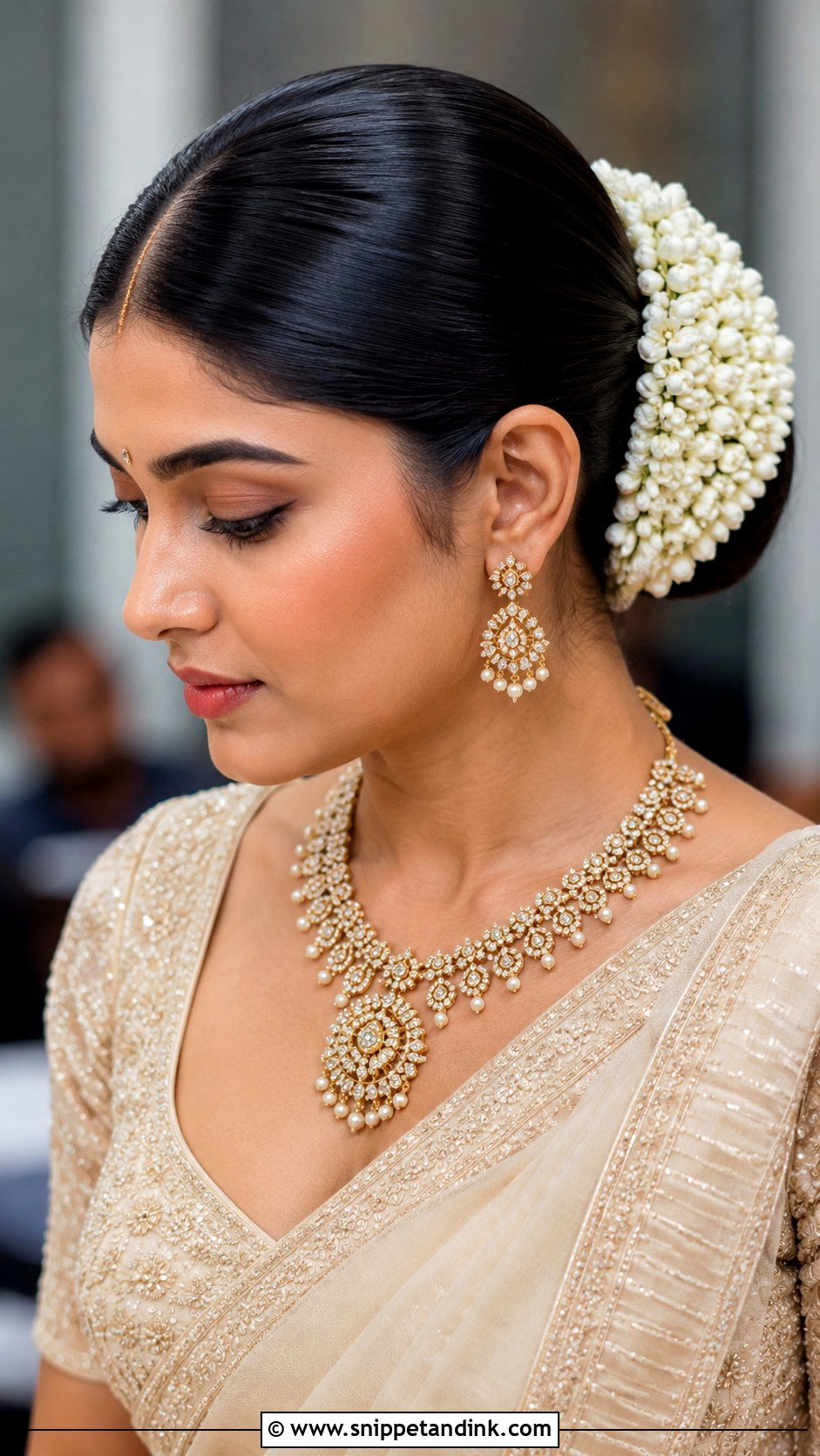 Indian Bridal Sleek Bun For Long Hair - Snippet and Ink - 15 Indian Bridal Hairstyles for Long Hair