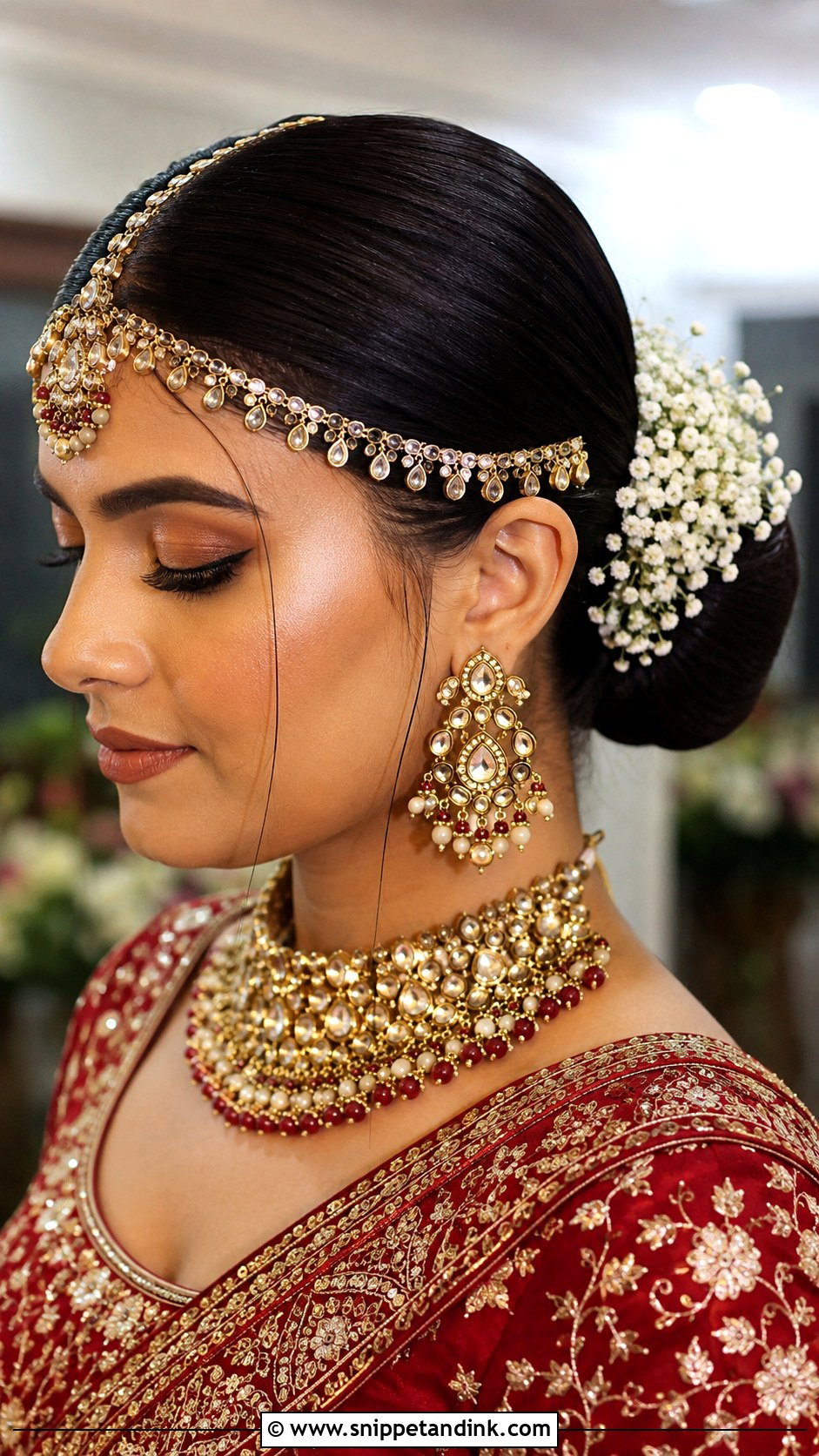 Indian Bridal Sleek Bun - Snippet and Ink - 15 Indian Bridal Hair Styles