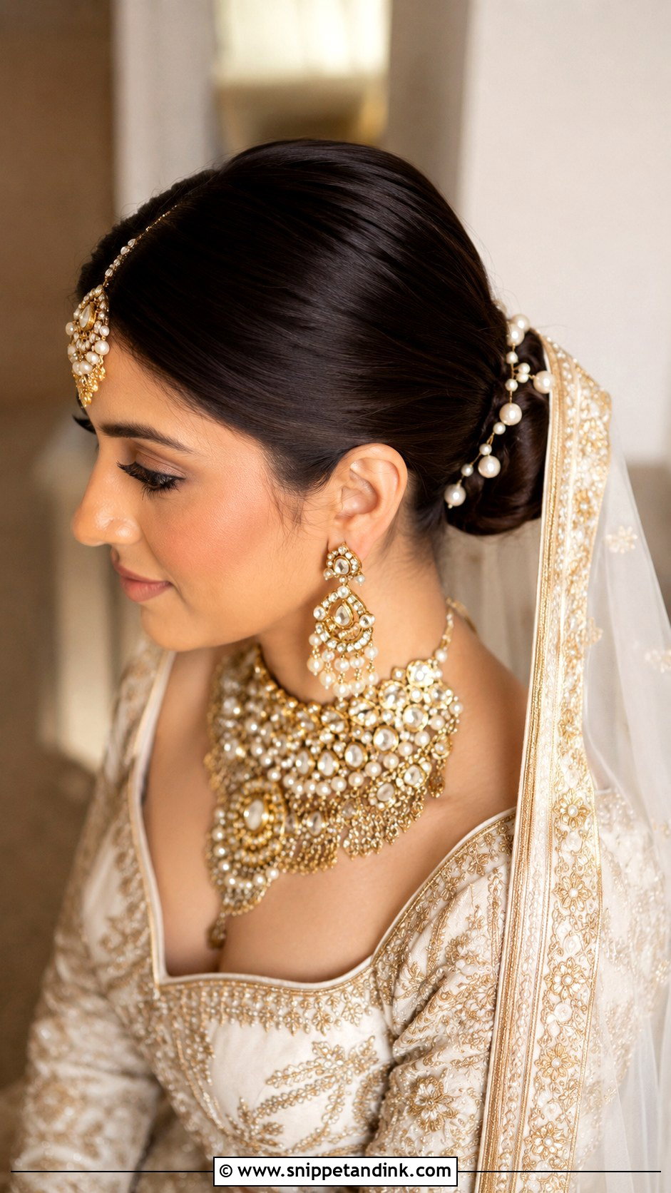 Indian Bridal Sleek Low Bun - Snippet and Ink - 15 Latest Indian Bridal Hairstyles