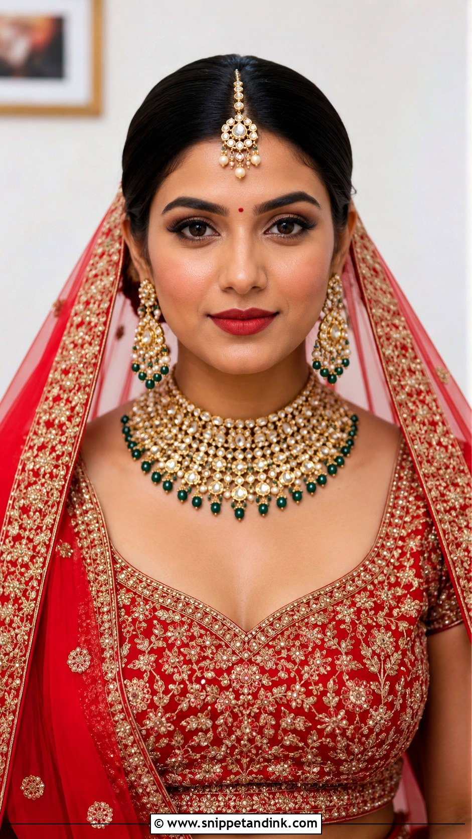 Indian Bridal Sleek Low Bun Front View - Snippet and Ink - 20 Indian Front View Bridal Hairstyles