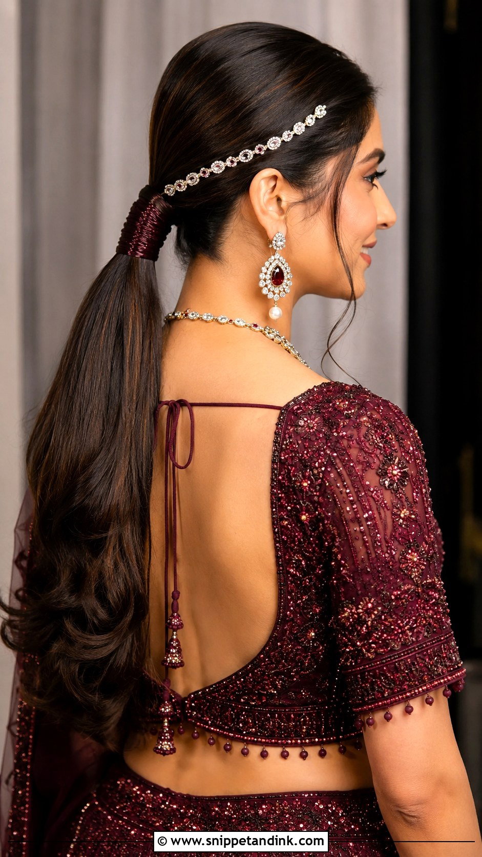 Indian Bridal Sleek Ponytail - Snippet and Ink - 15 Indian Bridal Hairdo Ideas