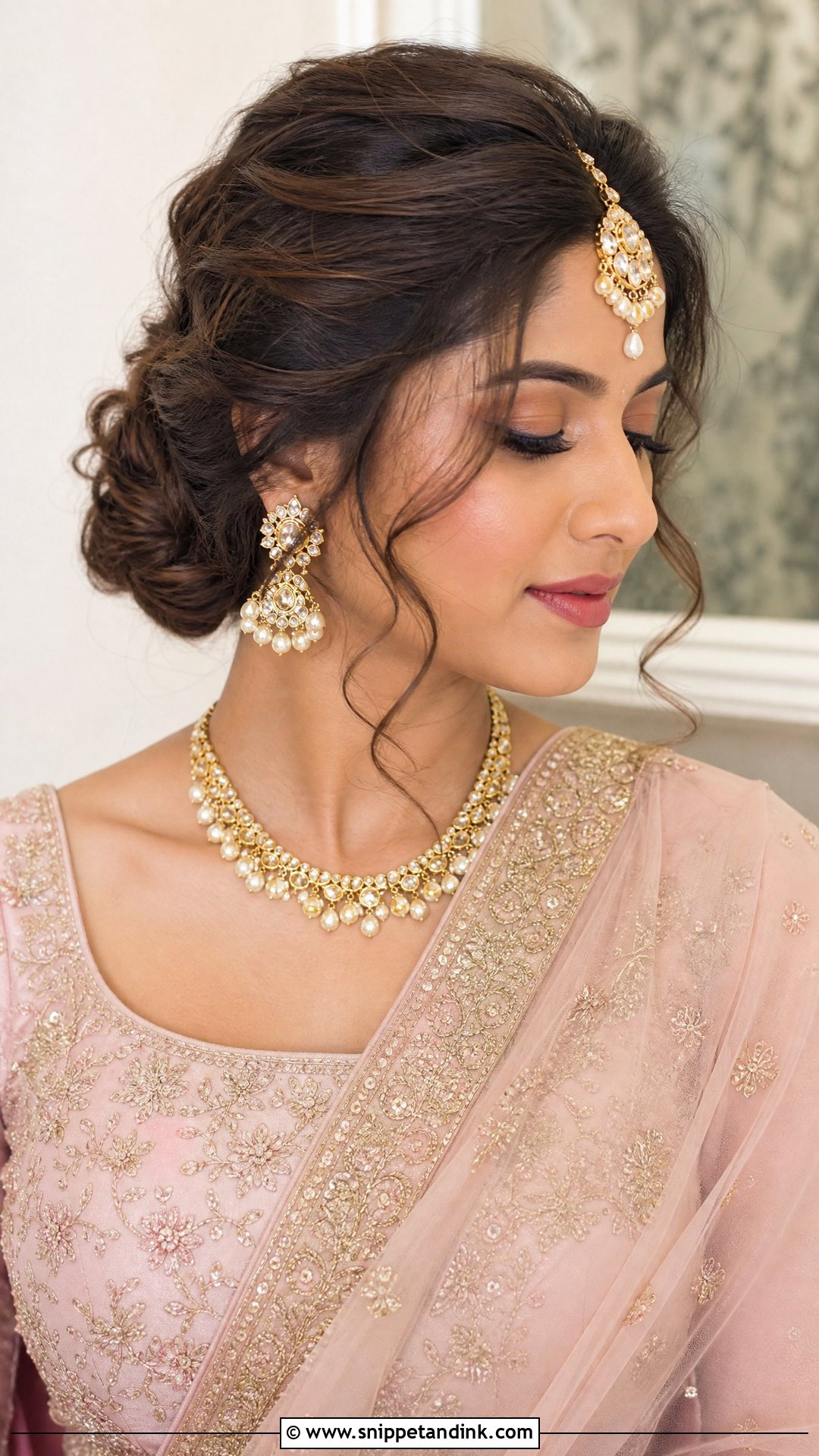 Indian Bridal Soft Curls Bun - Snippet and Ink - 15 Bride Front Hairstyles Indian Wedding