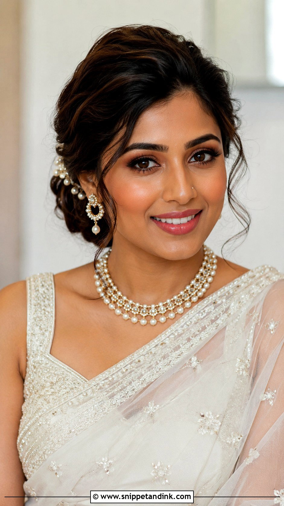 Indian Bridal Textured Low Bun Front View - Snippet and Ink - 20 Indian Front View Bridal Hairstyles