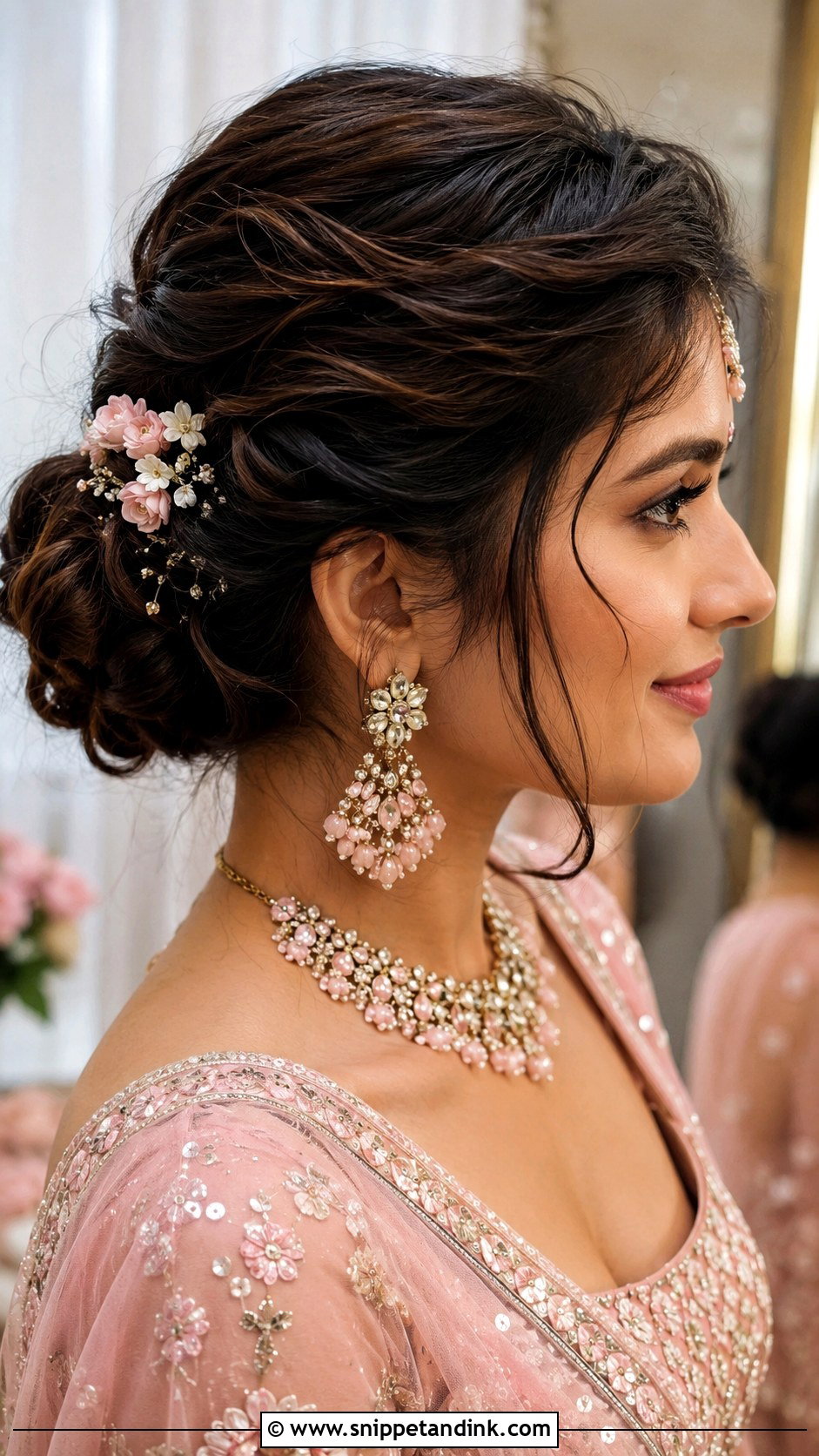 Indian Bridal Textured Low Bun - Snippet and Ink - 15 Latest Indian Bridal Hairstyles
