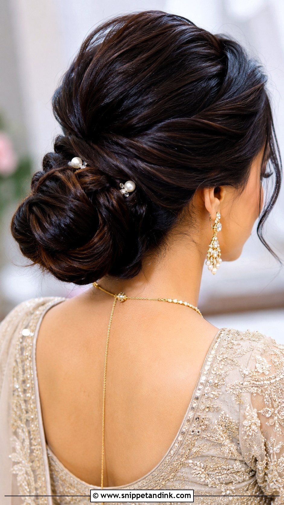 Indian Bridal Twisted Bun - Snippet and Ink - 20 Indian Bridal Hair Bun Style Ideas