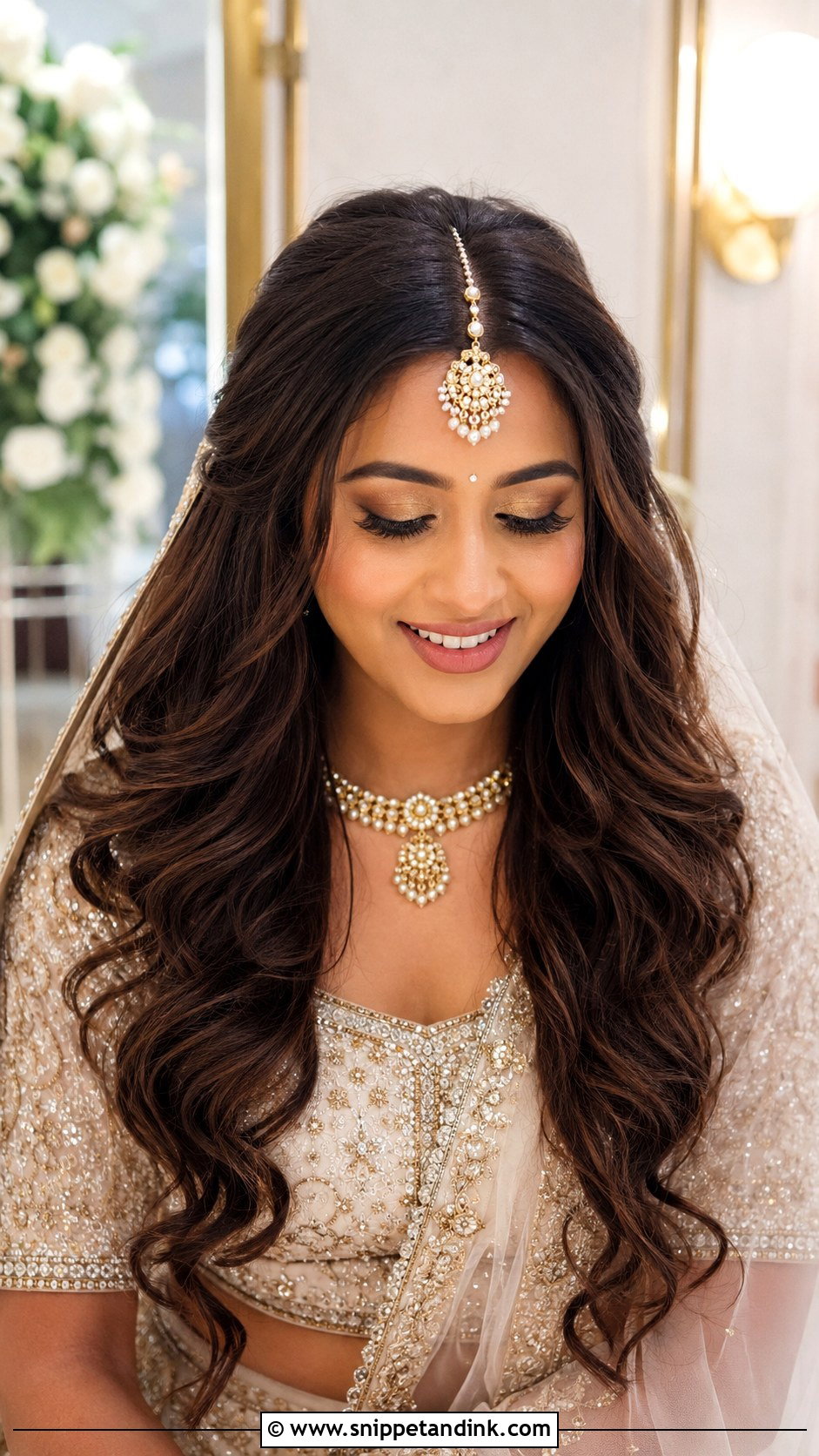 Indian Bridal Waves With Maang Tikka - Snippet and Ink - 15 Indian Bride Hairstyles