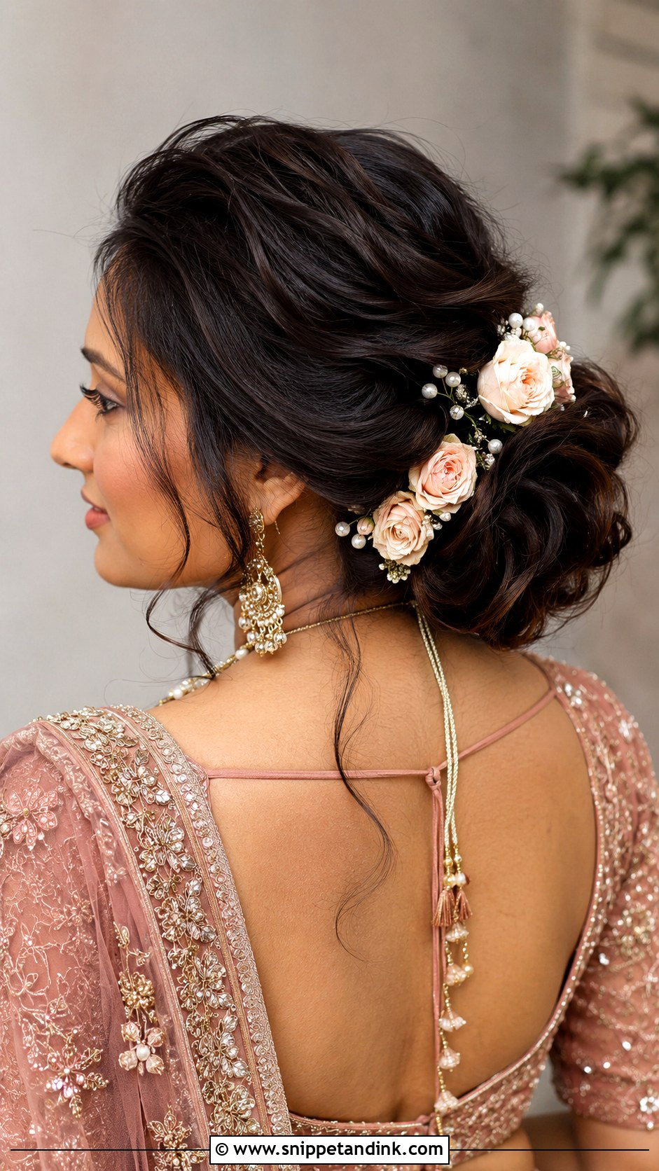 Indian Bridal Wavy Bun - Snippet and Ink - 15 Indian Bridal Hairdo Ideas