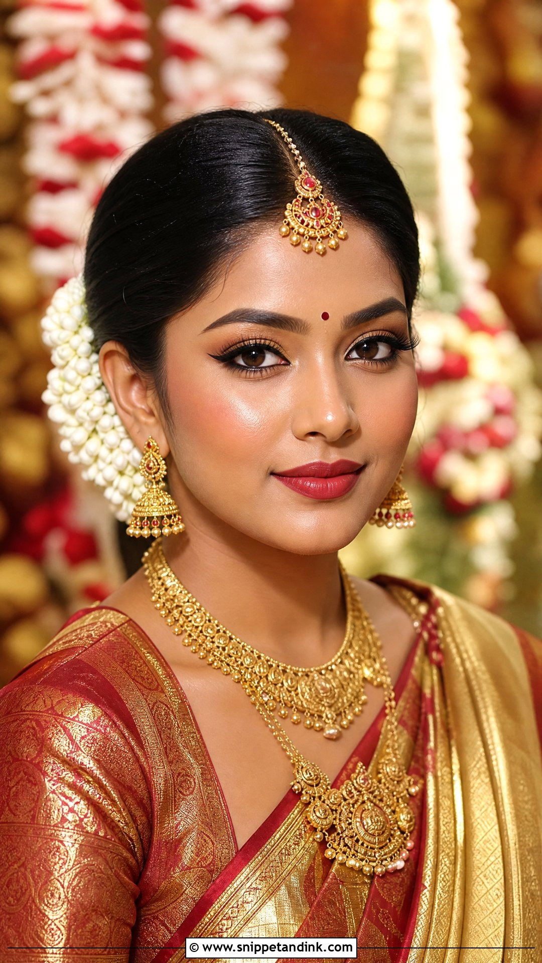 Indian Bridal Winged Liner Makeup With Gajra Bun - Snippet and Ink - 20 Indian Wedding Makeup Bridal Looks Hair Styles Asian Bride