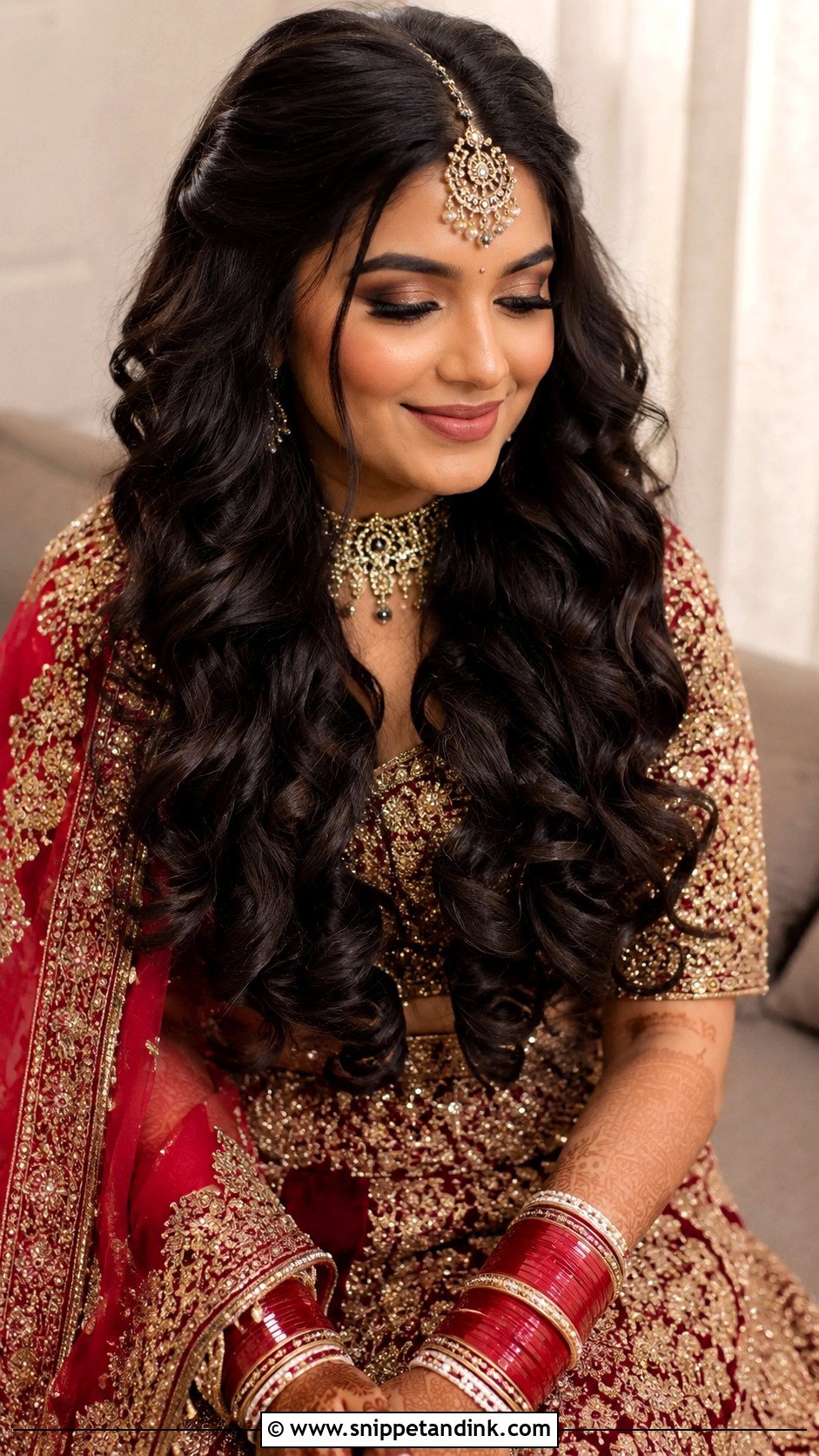 Indian Bride Hair Down With Long Curls - Snippet and Ink - 15 Indian Bride Hair Down Ideas