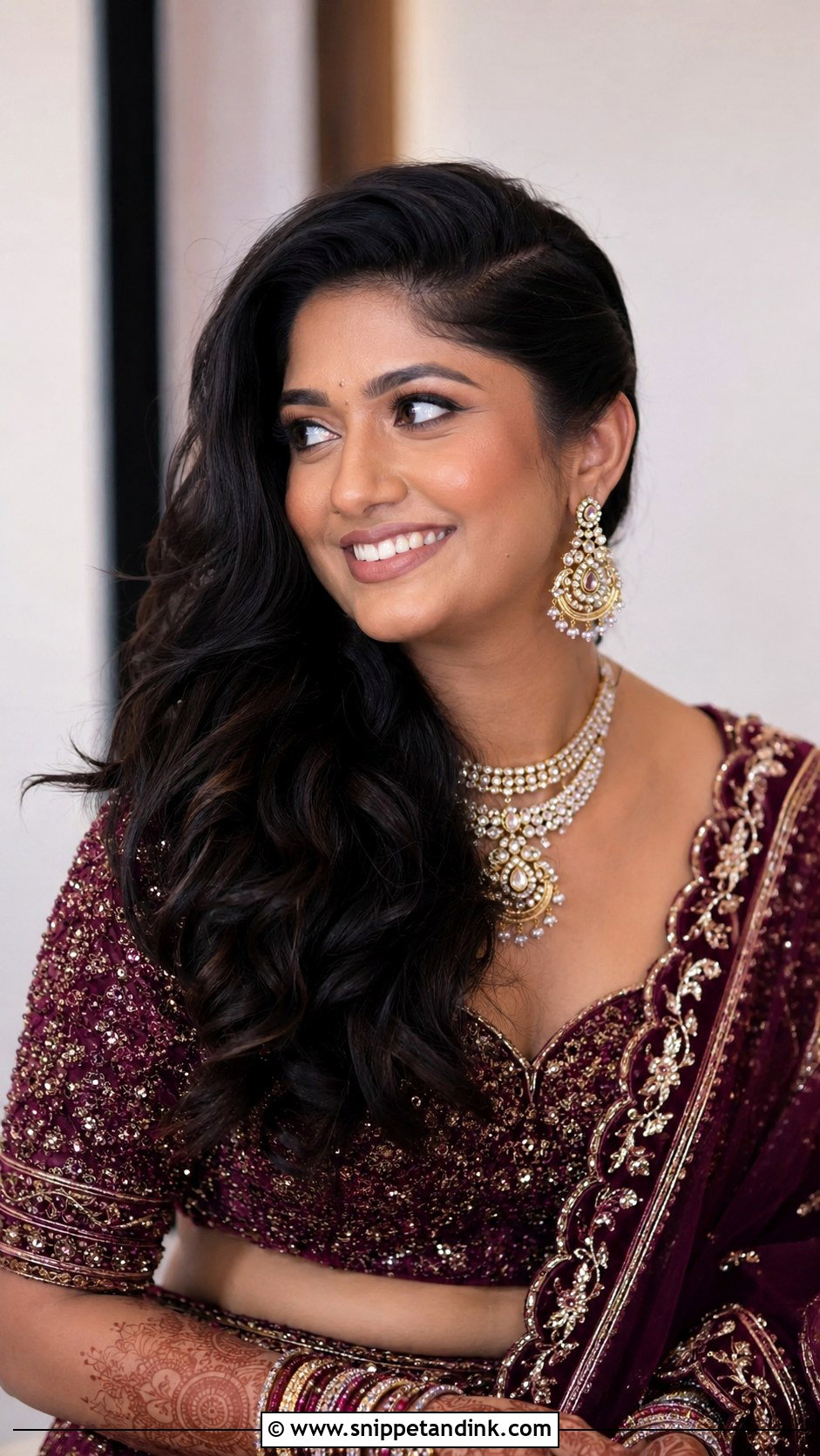 Indian Bride Hair Down With Side Part - Snippet and Ink - 15 Indian Bride Hair Down Ideas