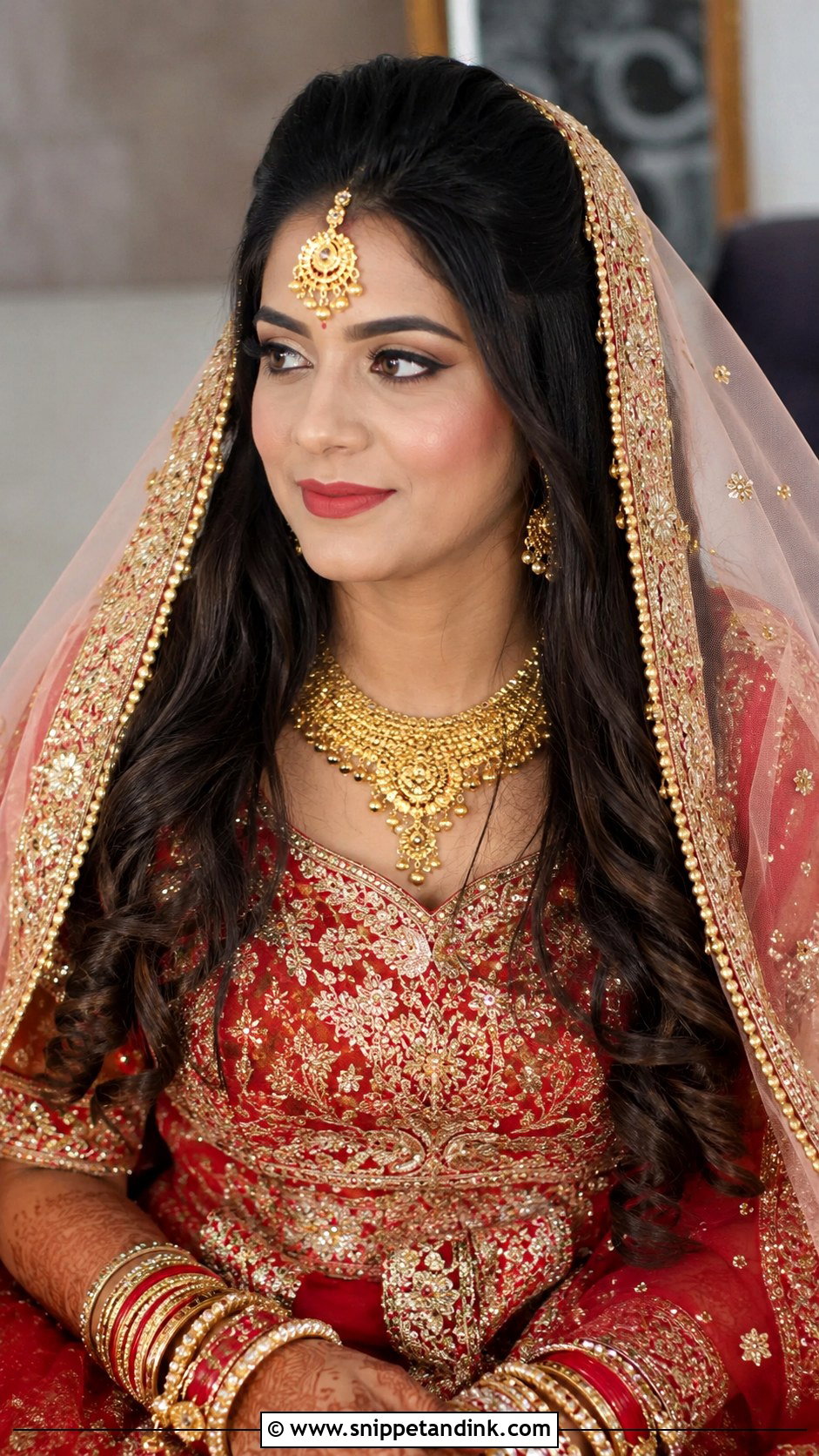 Indian Bride Open Hair With Dupatta - Snippet and Ink - 15 Indian Bride with Open Hair Ideas