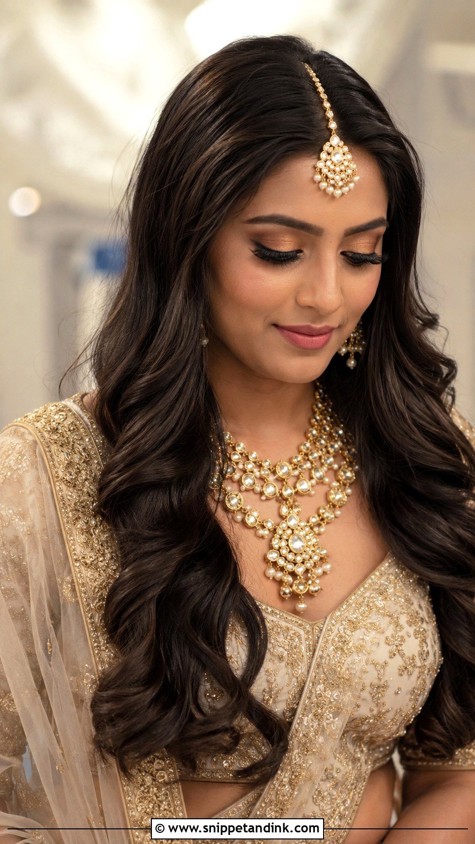 Indian Bride Open Hair With Maang Tikka - Snippet and Ink - 15 Indian Bride with Open Hair Ideas