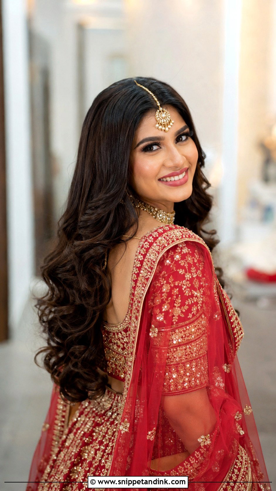 Indian Bride Open Hair With Soft Curls - Snippet and Ink - 15 Indian Bride with Open Hair Ideas