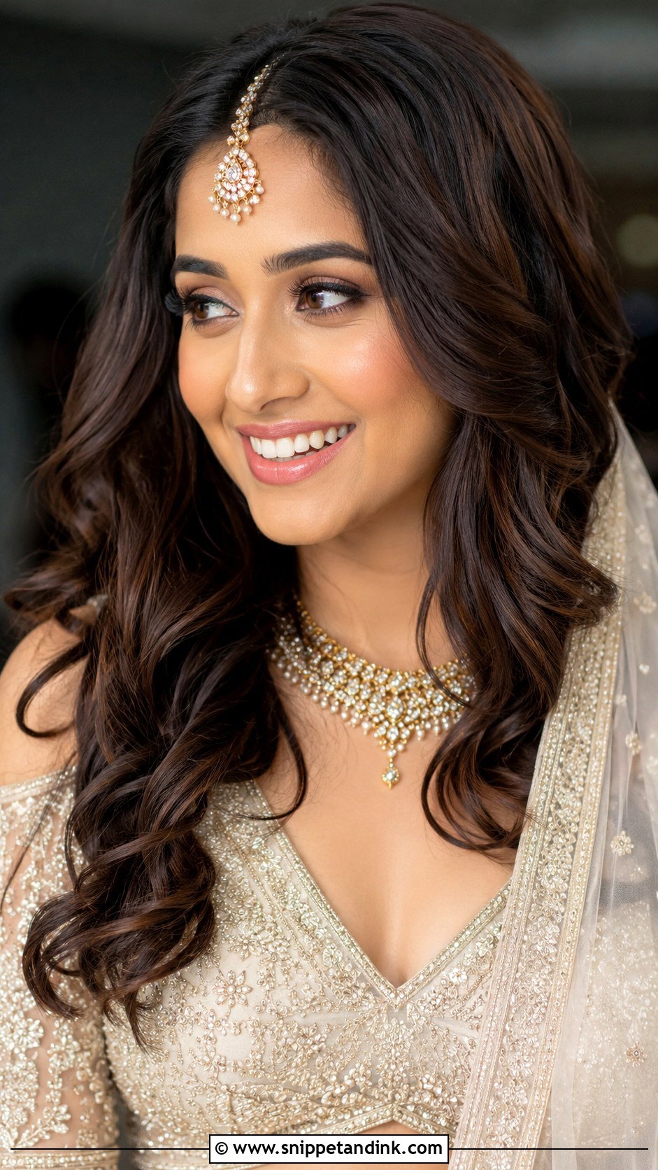 Indian Bride Open Hair With Soft Curls - Snippet and Ink - 15 Indian Bride Hair Down Ideas