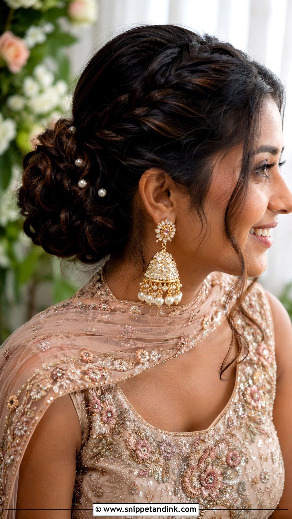 Indian Bridesmaid Braided Bun - Snippet and Ink - 25 Indian Bridesmaid Hairstyles