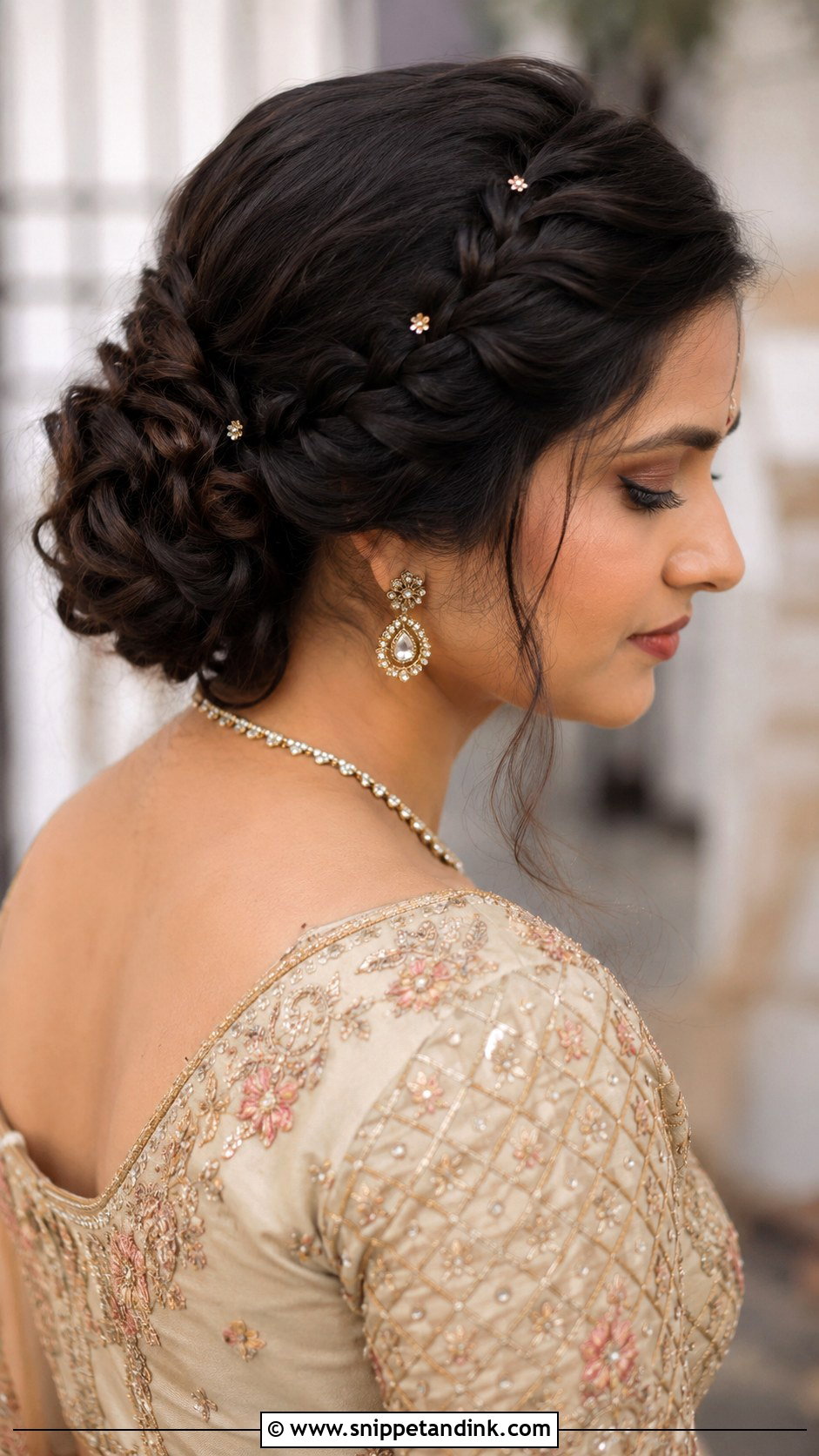 Indian Bridesmaid Braided Bun - Snippet and Ink - 20 Indian Bridesmaids Hairstyles