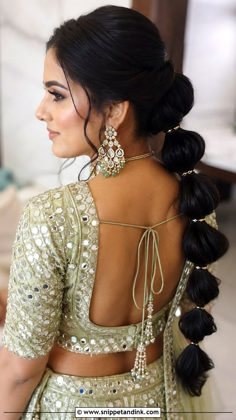 Indian Bridesmaid Bubble Braid - Snippet and Ink - 20 Indian Wedding Hairstyles for Long Hair Bridesmaids