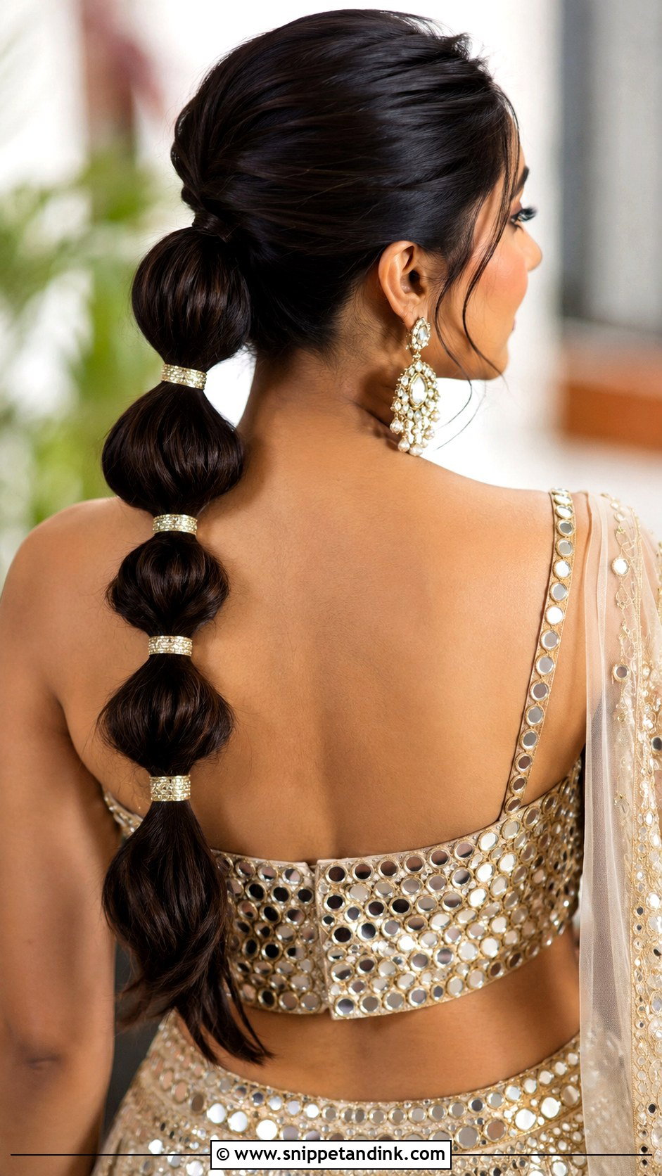 Indian Bridesmaid Bubble Braid Ponytail - Snippet and Ink - 25 Indian Hairstyles for Bridesmaids