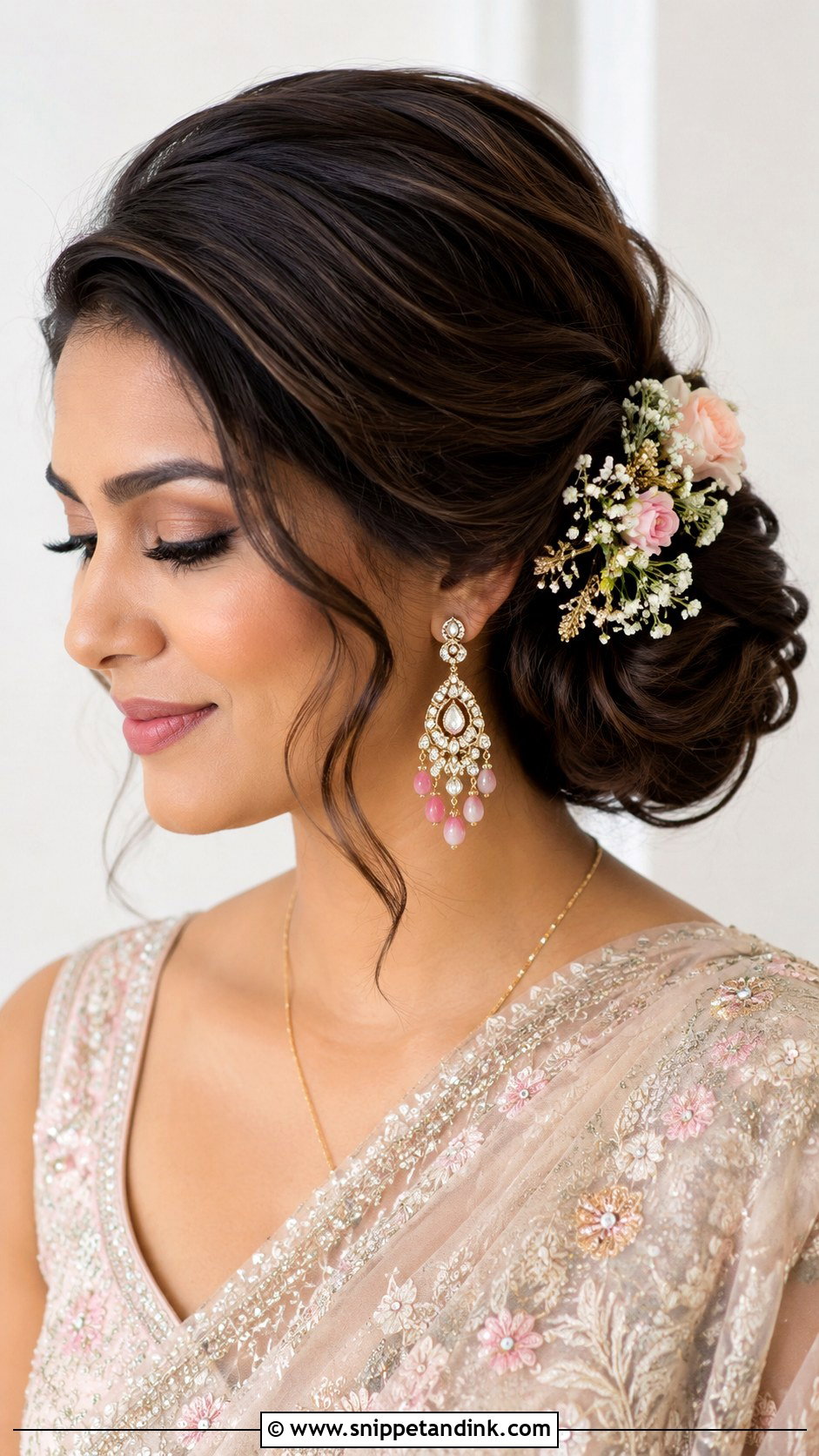 Indian Bridesmaid Bun With Gajra - Snippet and Ink - 25 Indian Bridesmaid Hairstyles