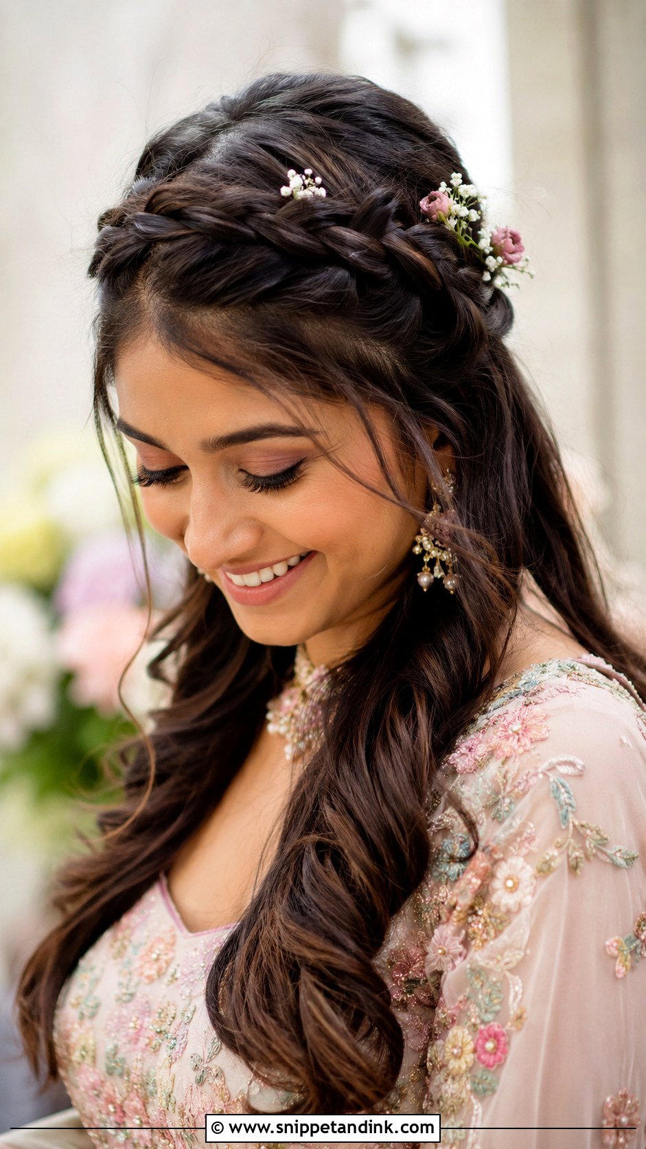 Indian Bridesmaid Crown Braid - Snippet and Ink - 25 Indian Bridesmaid Hairstyles
