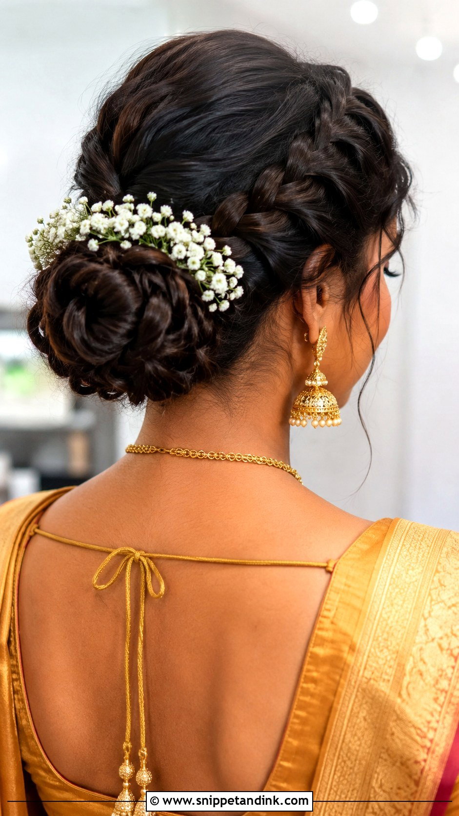 Indian Bridesmaid Crown Braid Bun - Snippet and Ink - 25 Indian Hairstyles for Bridesmaids
