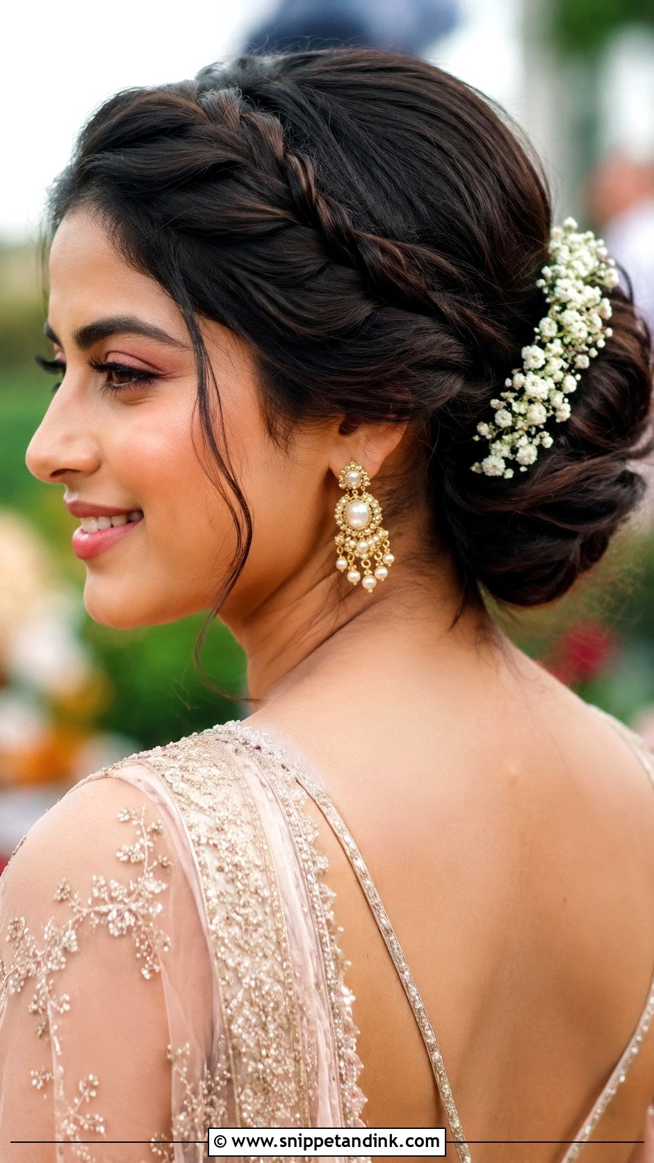 Indian Bridesmaid Crown Braid - Snippet and Ink - 20 Indian Bridesmaids Hairstyles