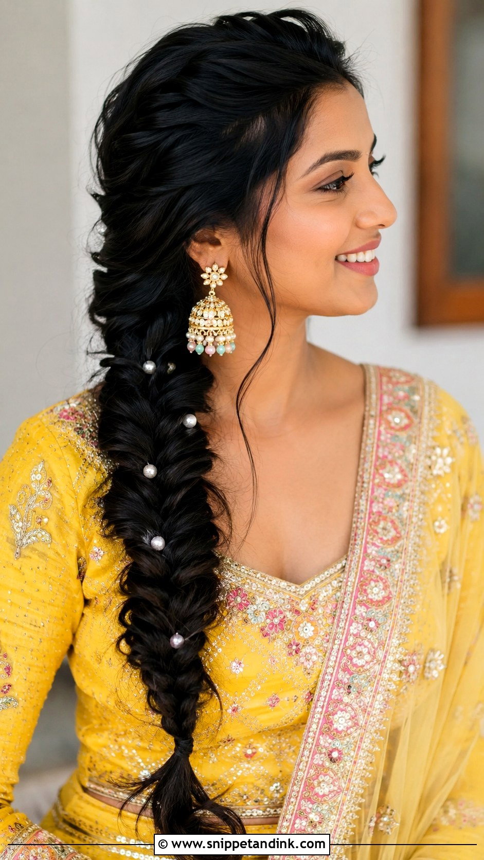 Indian Bridesmaid Fishtail Braid - Snippet and Ink - 25 Indian Hairstyles for Bridesmaids