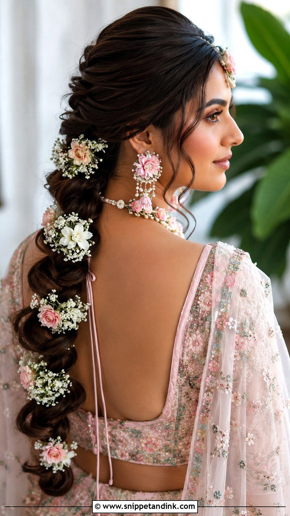 Indian Bridesmaid Floral Braid - Snippet and Ink - 25 Indian Bridesmaid Hairstyles