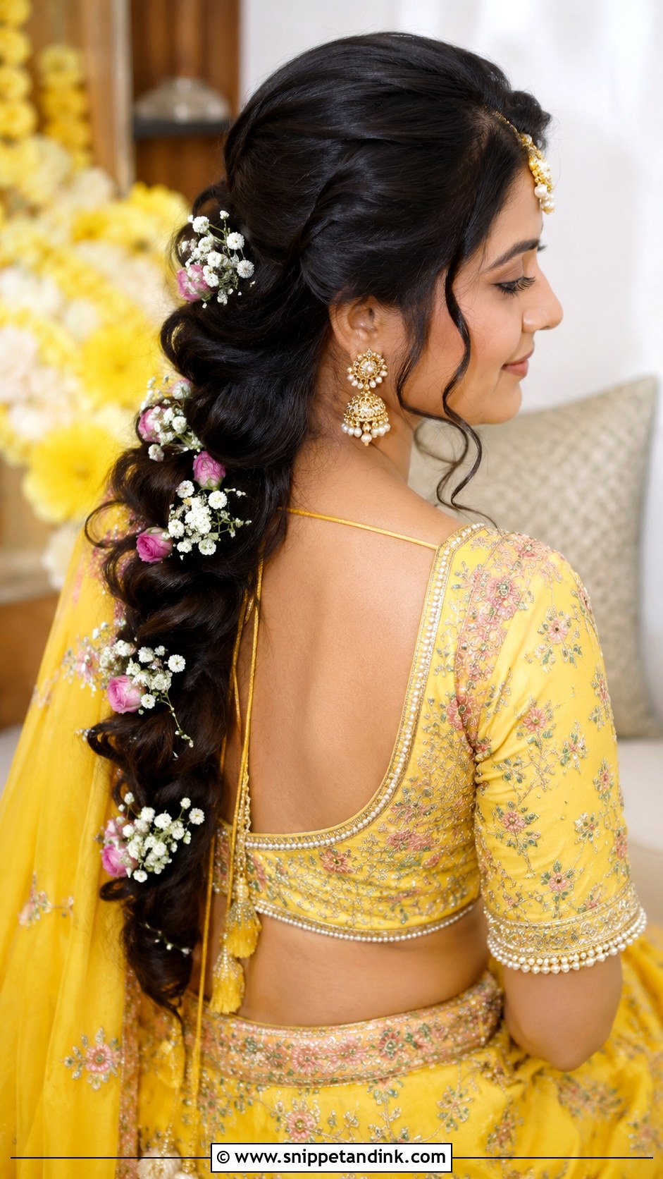 Indian Bridesmaid Floral Braid - Snippet and Ink - 20 Indian Bridesmaids Hairstyles