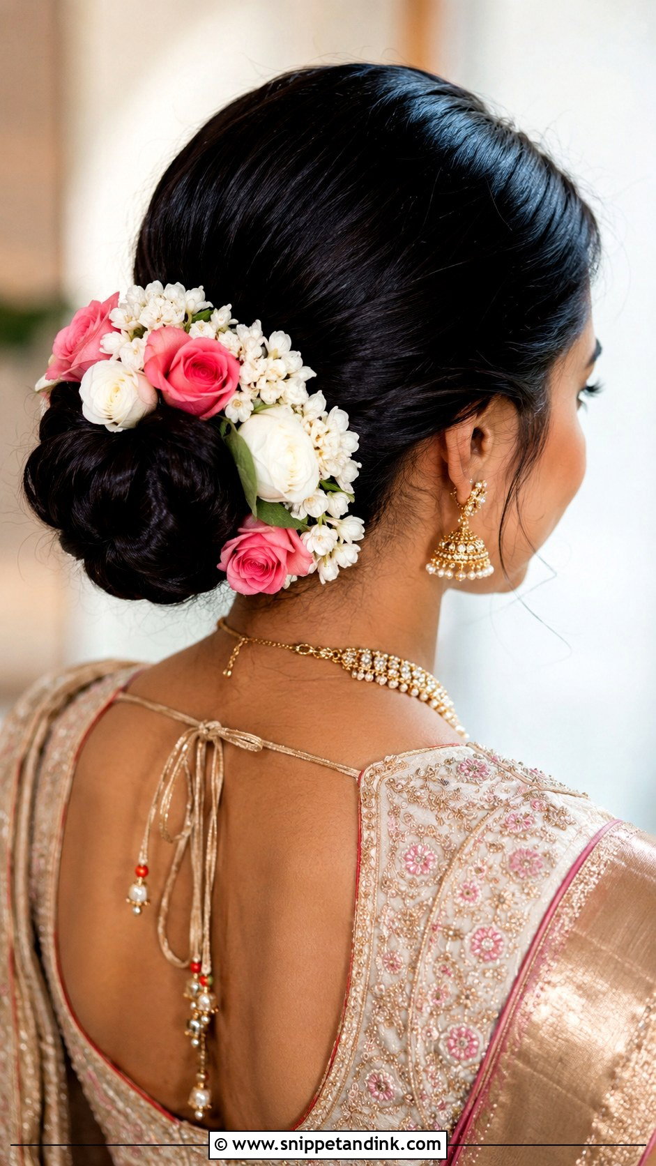 Indian Bridesmaid Floral Juda - Snippet and Ink - 25 Indian Hairstyles for Bridesmaids